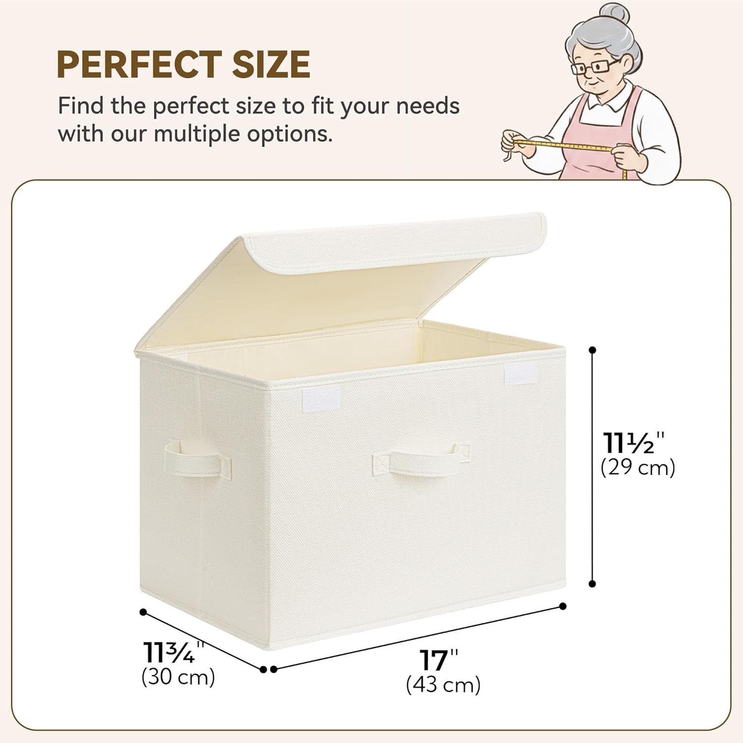 image:imageGRANNY SAYS Fabric Storage Boxes Memory Keepsake Box Large Storage Bins with Lids Closet Organizers Toy Box Storage Baskets for Shelves WhiteGray 2PackIvory WhiteKhaki