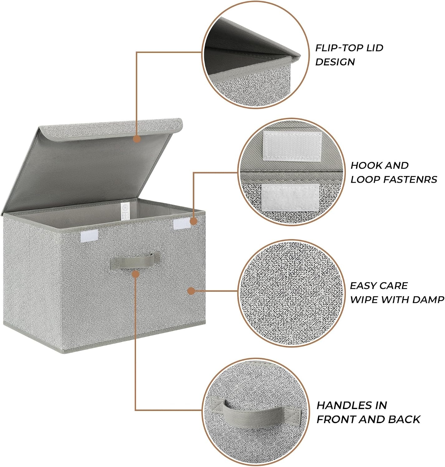 image:imageGRANNY SAYS Fabric Storage Boxes Memory Keepsake Box Large Storage Bins with Lids Closet Organizers Toy Box Storage Baskets for Shelves WhiteGray 2PackAsh Gray