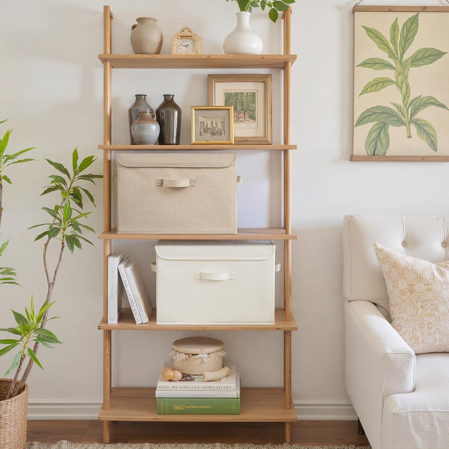 image:imageGRANNY SAYS Fabric Storage Boxes Memory Keepsake Box Large Storage Bins with Lids Closet Organizers Toy Box Storage Baskets for Shelves WhiteGray 2PackIvory WhiteKhaki