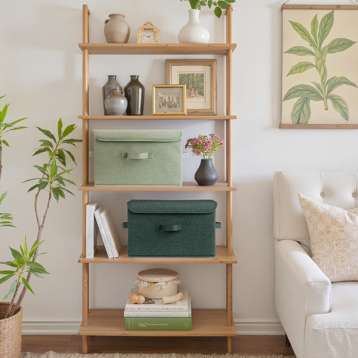 image:imageGRANNY SAYS Fabric Storage Boxes Memory Keepsake Box Large Storage Bins with Lids Closet Organizers Toy Box Storage Baskets for Shelves WhiteGray 2PackSage GreenDark Green