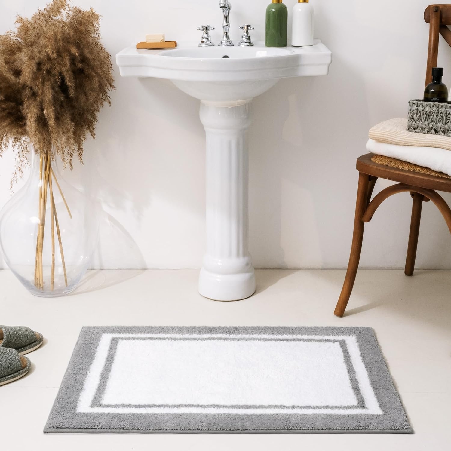 image:imageGRANNY SAYS Gray Bathroom Rugs Bath Mats for Bathroom NonSlip Super Soft and Water Absorbent Microfiber Bath Rugs Machine Wash Dry Bath Rugs for Floor Tub and Shower 16 x 24Dgrey