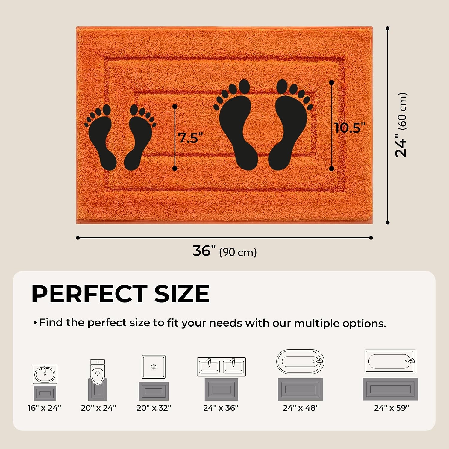 image:imageGRANNY SAYS Gray Bathroom Rugs Bath Mats for Bathroom NonSlip Super Soft and Water Absorbent Microfiber Bath Rugs Machine Wash Dry Bath Rugs for Floor Tub and Shower 16 x 24Orange