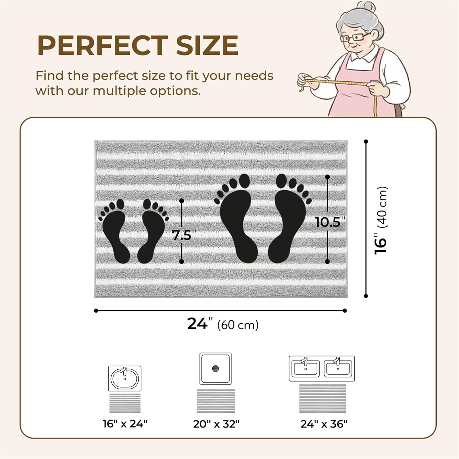 image:imageGRANNY SAYS Gray Bathroom Rugs Bath Mats for Bathroom NonSlip Super Soft and Water Absorbent Microfiber Bath Rugs Machine Wash Dry Bath Rugs for Floor Tub and Shower 16 x 24Bgrey