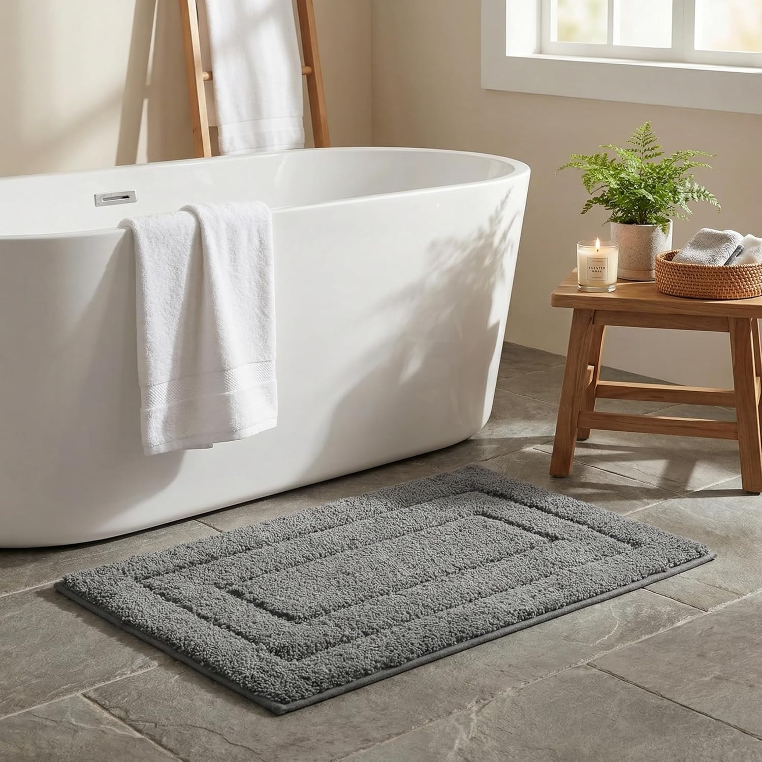 image:imageGRANNY SAYS Gray Bathroom Rugs Bath Mats for Bathroom NonSlip Super Soft and Water Absorbent Microfiber Bath Rugs Machine Wash Dry Bath Rugs for Floor Tub and Shower 16 x 24Deep Gray