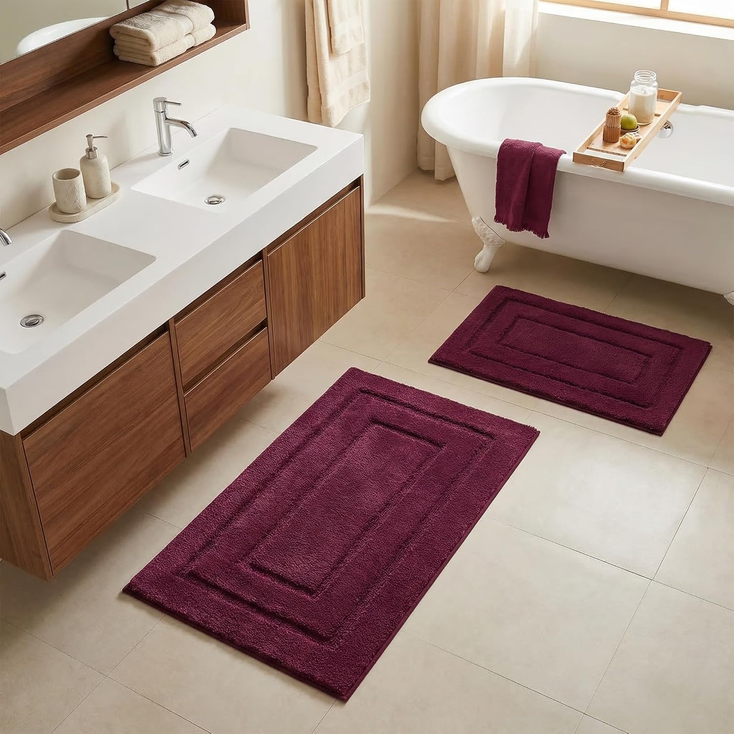 image:imageGRANNY SAYS Gray Bathroom Rugs Bath Mats for Bathroom NonSlip Super Soft and Water Absorbent Microfiber Bath Rugs Machine Wash Dry Bath Rugs for Floor Tub and Shower 16 x 24Strawberry Red