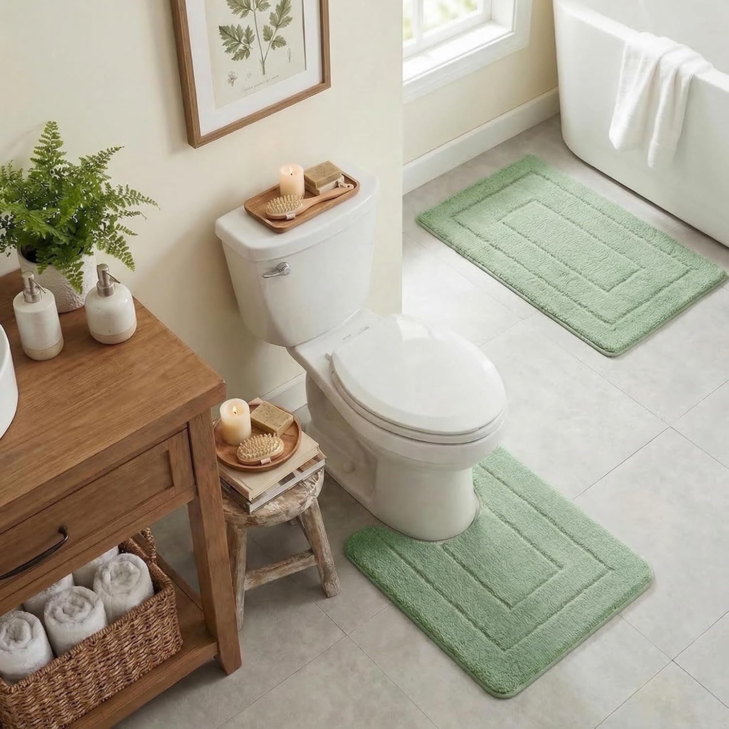 image:imageGRANNY SAYS Gray Bathroom Rugs Bath Mats for Bathroom NonSlip Super Soft and Water Absorbent Microfiber Bath Rugs Machine Wash Dry Bath Rugs for Floor Tub and Shower 16 x 24Green