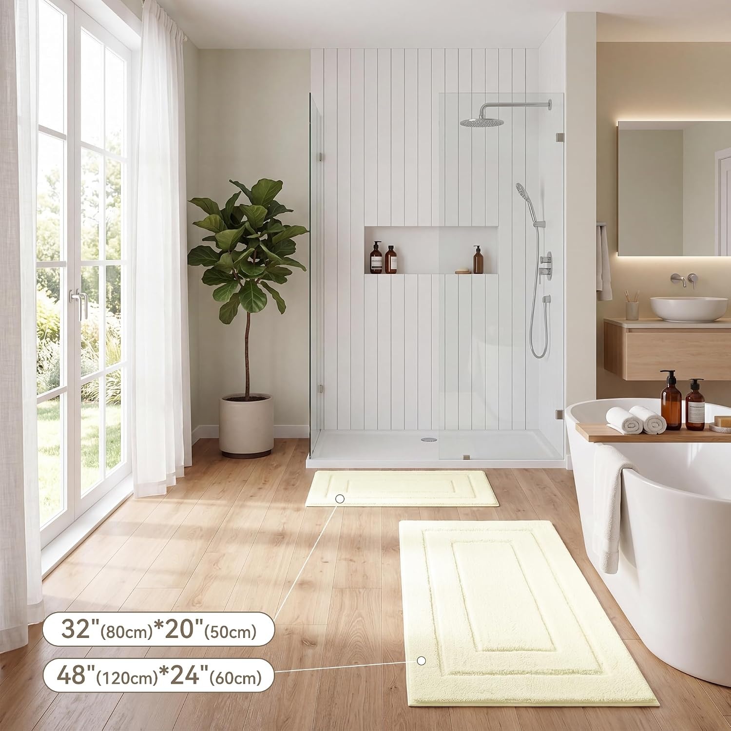 image:imageGRANNY SAYS Gray Bathroom Rugs Bath Mats for Bathroom NonSlip Super Soft and Water Absorbent Microfiber Bath Rugs Machine Wash Dry Bath Rugs for Floor Tub and Shower 16 x 24Cream White
