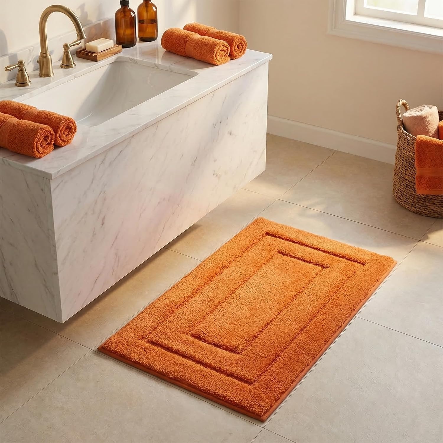 image:imageGRANNY SAYS Gray Bathroom Rugs Bath Mats for Bathroom NonSlip Super Soft and Water Absorbent Microfiber Bath Rugs Machine Wash Dry Bath Rugs for Floor Tub and Shower 16 x 24Orange