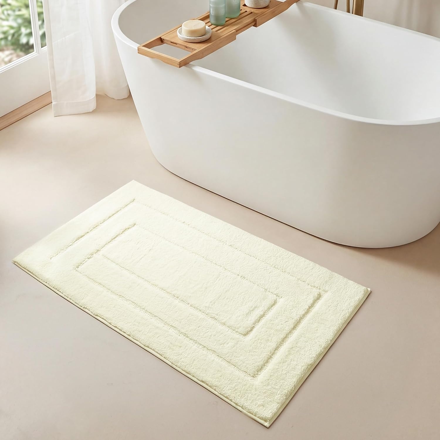 image:imageGRANNY SAYS Gray Bathroom Rugs Bath Mats for Bathroom NonSlip Super Soft and Water Absorbent Microfiber Bath Rugs Machine Wash Dry Bath Rugs for Floor Tub and Shower 16 x 24Cream White