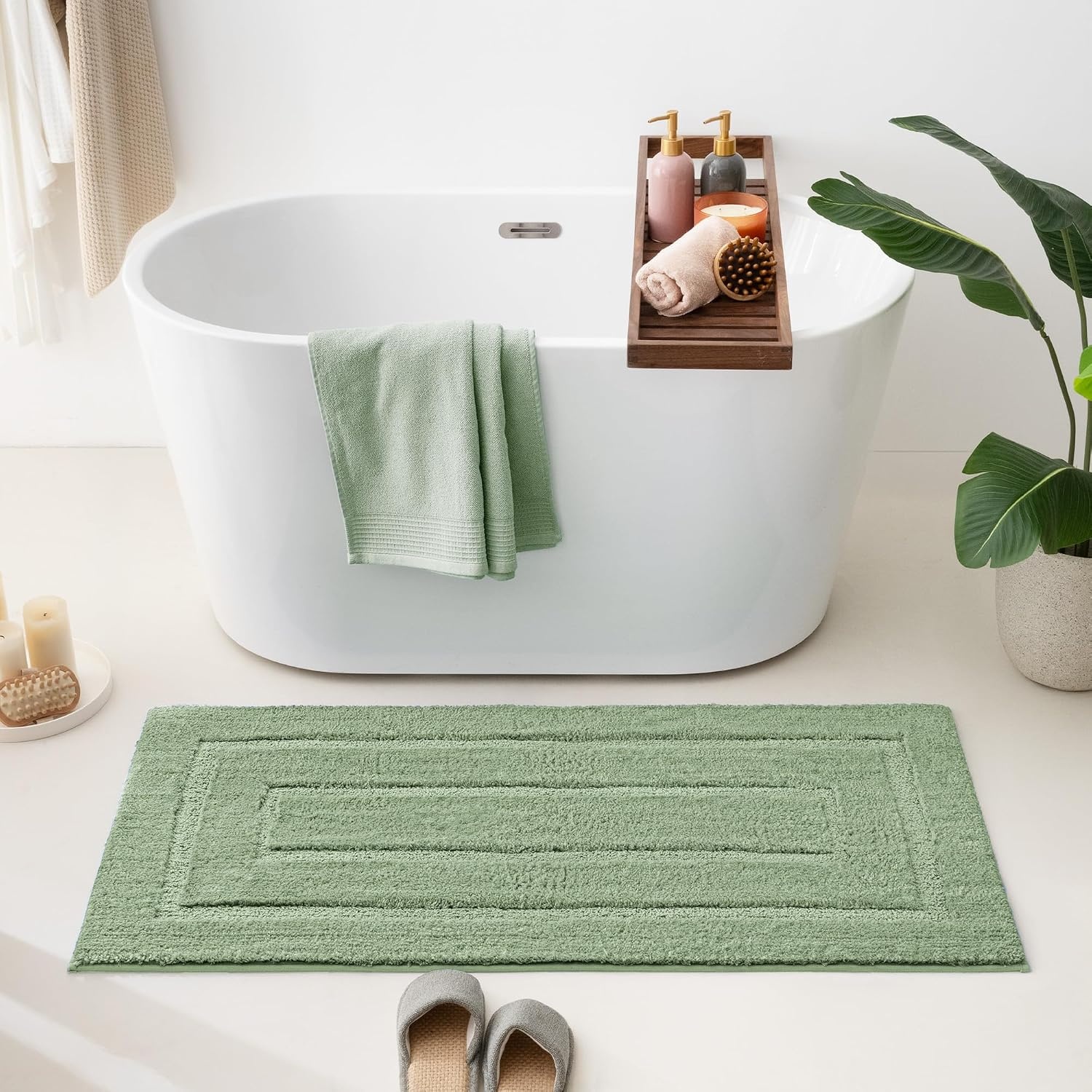 image:imageGRANNY SAYS Gray Bathroom Rugs Bath Mats for Bathroom NonSlip Super Soft and Water Absorbent Microfiber Bath Rugs Machine Wash Dry Bath Rugs for Floor Tub and Shower 16 x 24Green