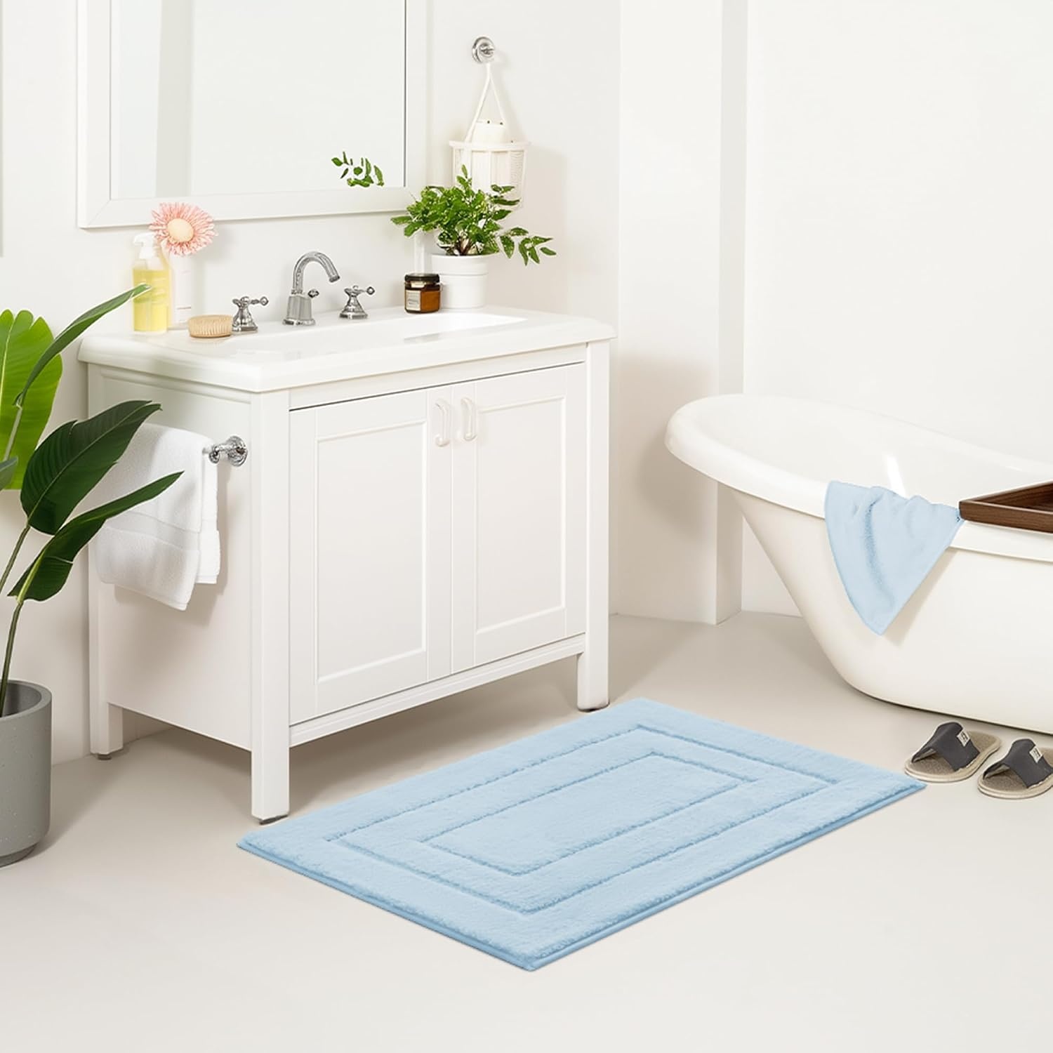 image:imageGRANNY SAYS Gray Bathroom Rugs Bath Mats for Bathroom NonSlip Super Soft and Water Absorbent Microfiber Bath Rugs Machine Wash Dry Bath Rugs for Floor Tub and Shower 16 x 24Baby Blue