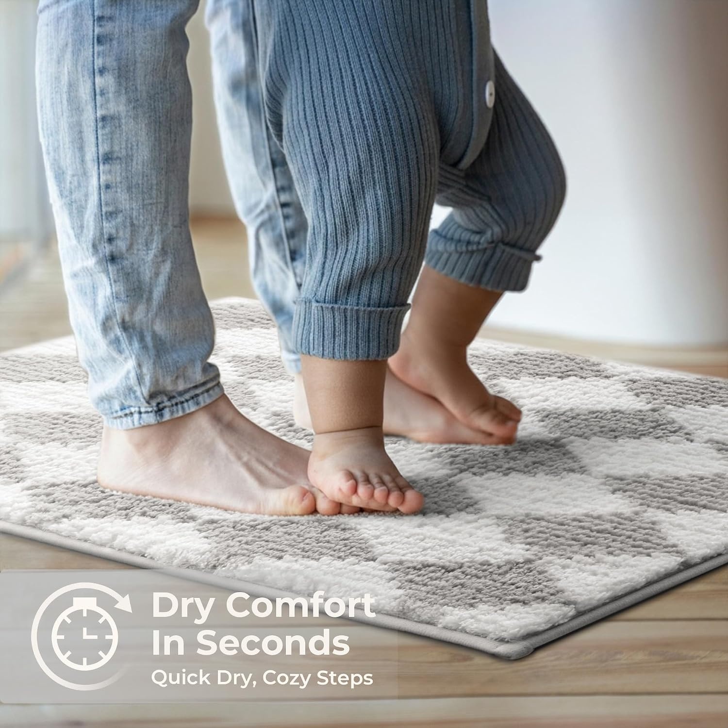 image:imageGRANNY SAYS Gray Bathroom Rugs Bath Mats for Bathroom NonSlip Super Soft and Water Absorbent Microfiber Bath Rugs Machine Wash Dry Bath Rugs for Floor Tub and Shower 16 x 24Clight Grey