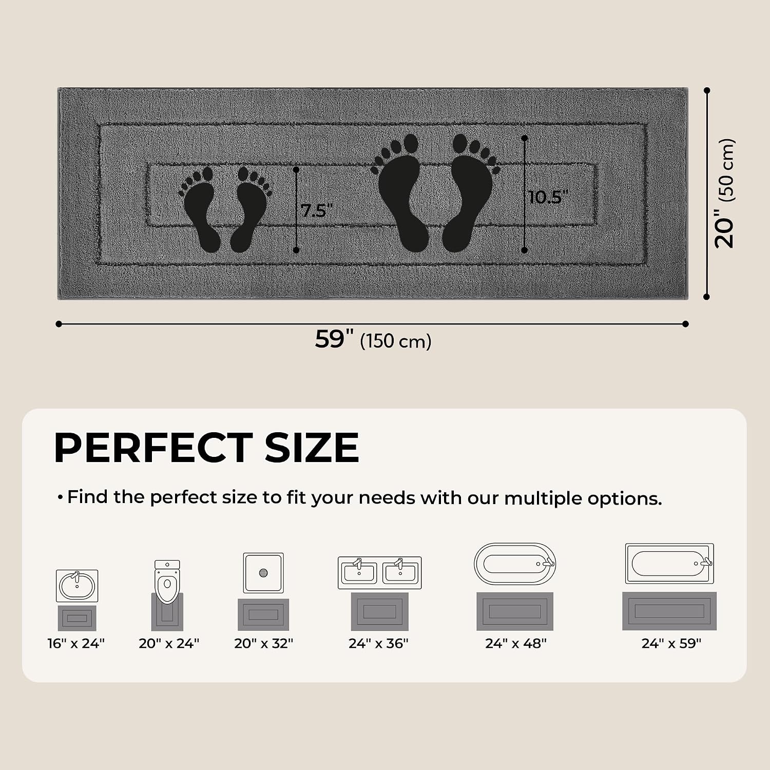 image:imageGRANNY SAYS Gray Bathroom Rugs Bath Mats for Bathroom NonSlip Super Soft and Water Absorbent Microfiber Bath Rugs Machine Wash Dry Bath Rugs for Floor Tub and Shower 16 x 24Deep Gray