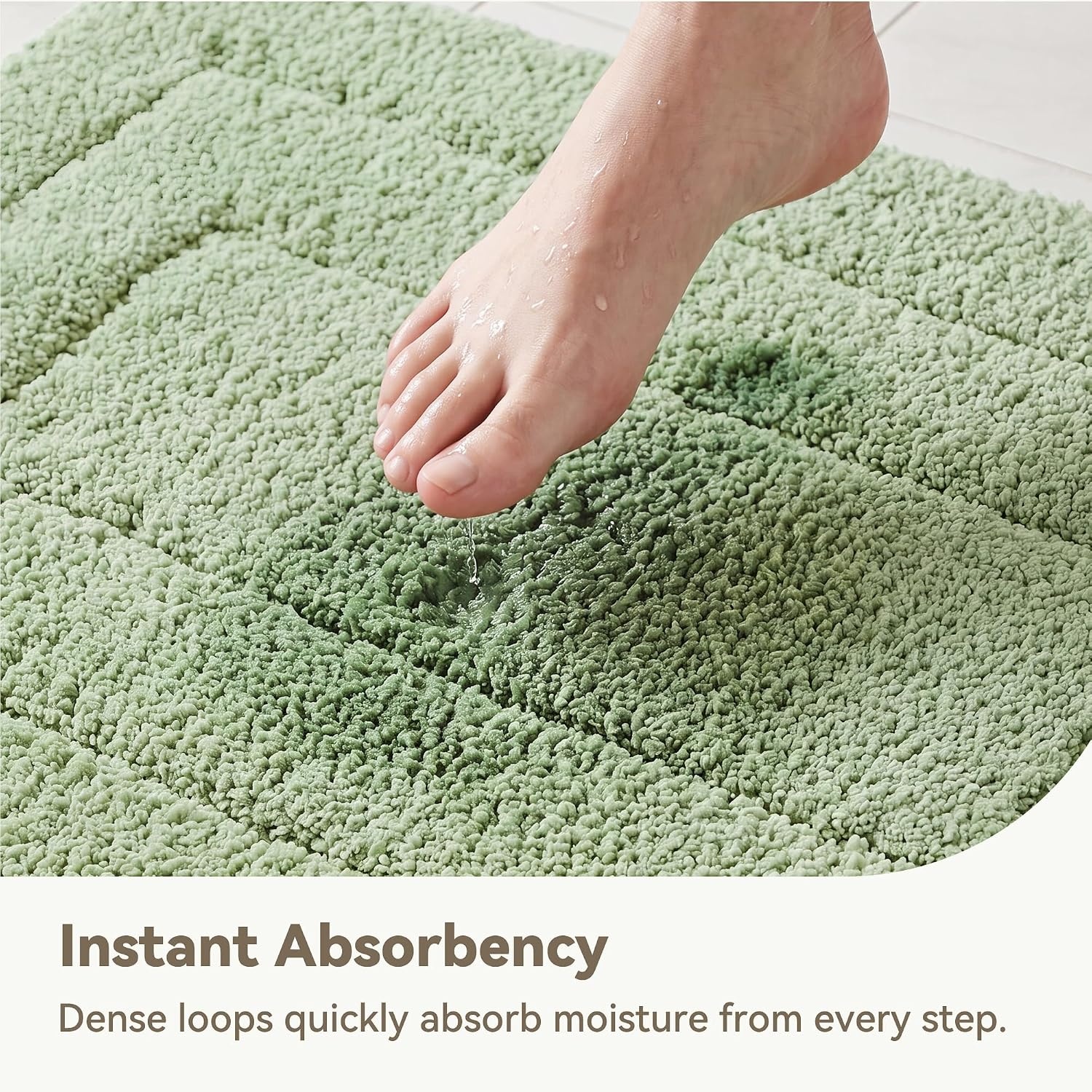 image:imageGRANNY SAYS Gray Bathroom Rugs Bath Mats for Bathroom NonSlip Super Soft and Water Absorbent Microfiber Bath Rugs Machine Wash Dry Bath Rugs for Floor Tub and Shower 16 x 24Green