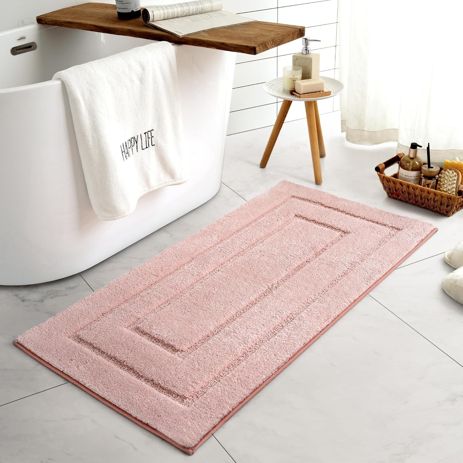 image:imageGRANNY SAYS Gray Bathroom Rugs Bath Mats for Bathroom NonSlip Super Soft and Water Absorbent Microfiber Bath Rugs Machine Wash Dry Bath Rugs for Floor Tub and Shower 16 x 24Pink