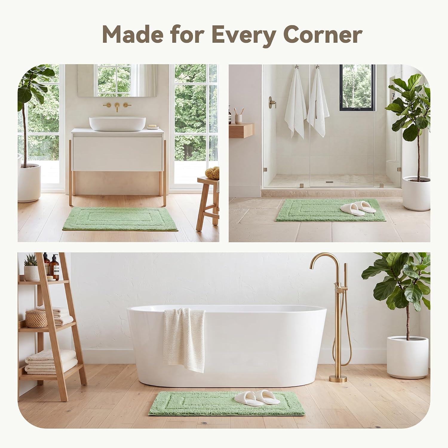 image:imageGRANNY SAYS Gray Bathroom Rugs Bath Mats for Bathroom NonSlip Super Soft and Water Absorbent Microfiber Bath Rugs Machine Wash Dry Bath Rugs for Floor Tub and Shower 16 x 24Green