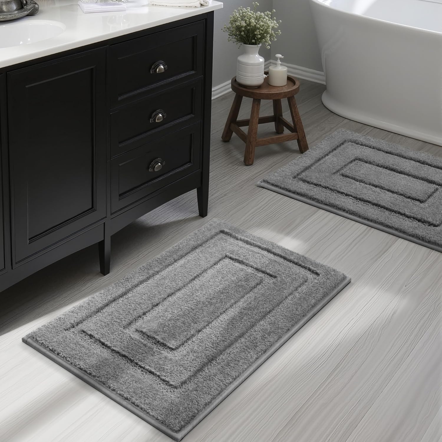image:imageGRANNY SAYS Gray Bathroom Rugs Bath Mats for Bathroom NonSlip Super Soft and Water Absorbent Microfiber Bath Rugs Machine Wash Dry Bath Rugs for Floor Tub and Shower 16 x 24Deep Gray
