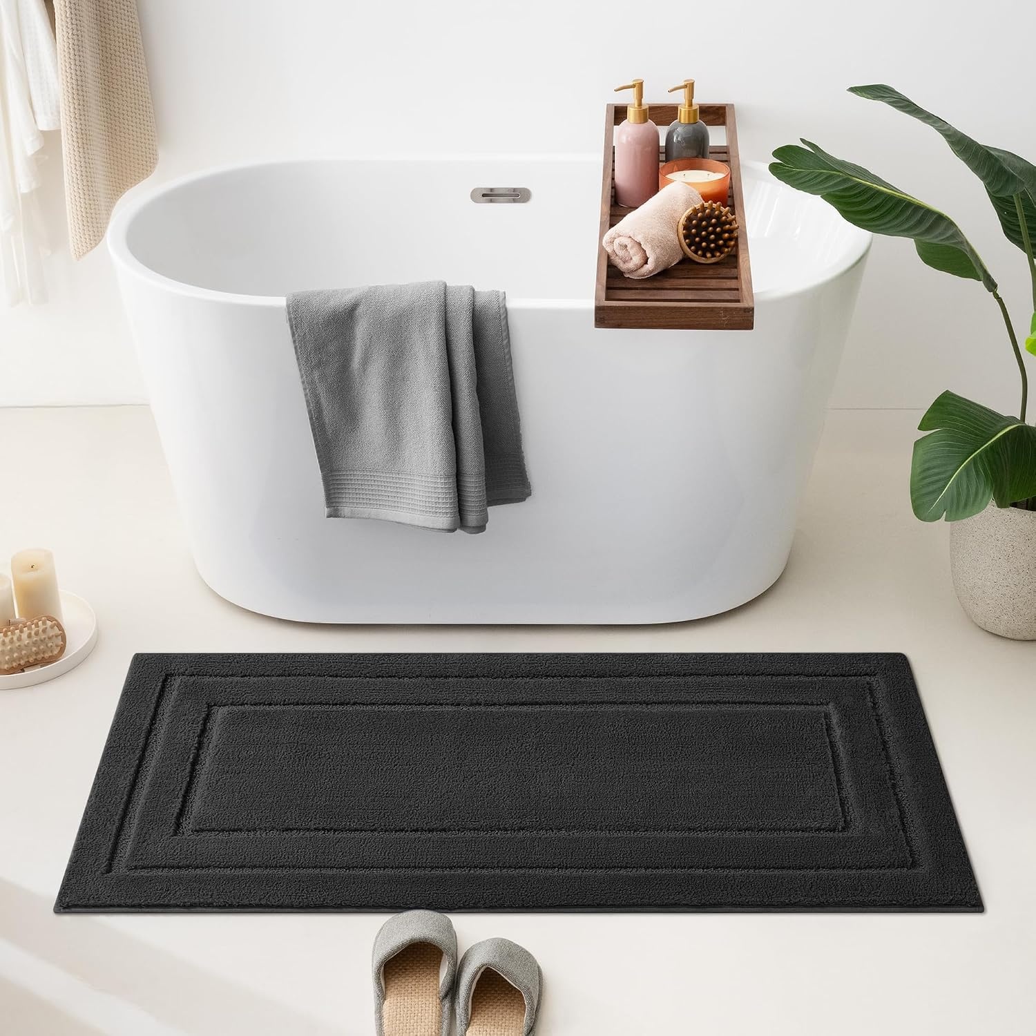 image:imageGRANNY SAYS Gray Bathroom Rugs Bath Mats for Bathroom NonSlip Super Soft and Water Absorbent Microfiber Bath Rugs Machine Wash Dry Bath Rugs for Floor Tub and Shower 16 x 24Charcoal Gray