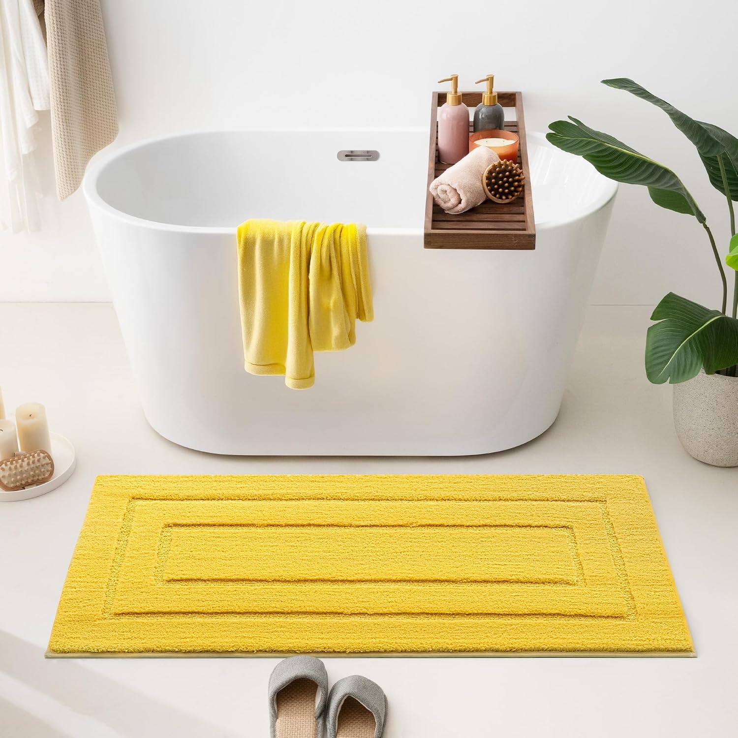 image:imageGRANNY SAYS Gray Bathroom Rugs Bath Mats for Bathroom NonSlip Super Soft and Water Absorbent Microfiber Bath Rugs Machine Wash Dry Bath Rugs for Floor Tub and Shower 16 x 24Yellow