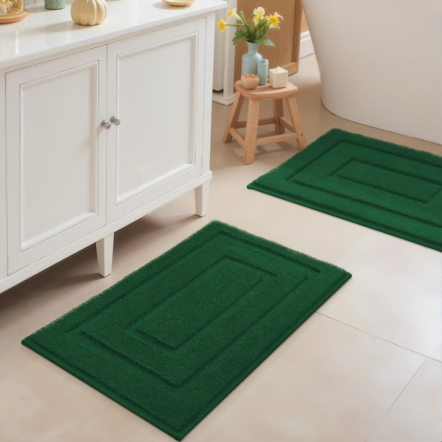 image:imageGRANNY SAYS Gray Bathroom Rugs Bath Mats for Bathroom NonSlip Super Soft and Water Absorbent Microfiber Bath Rugs Machine Wash Dry Bath Rugs for Floor Tub and Shower 16 x 24Dark Green