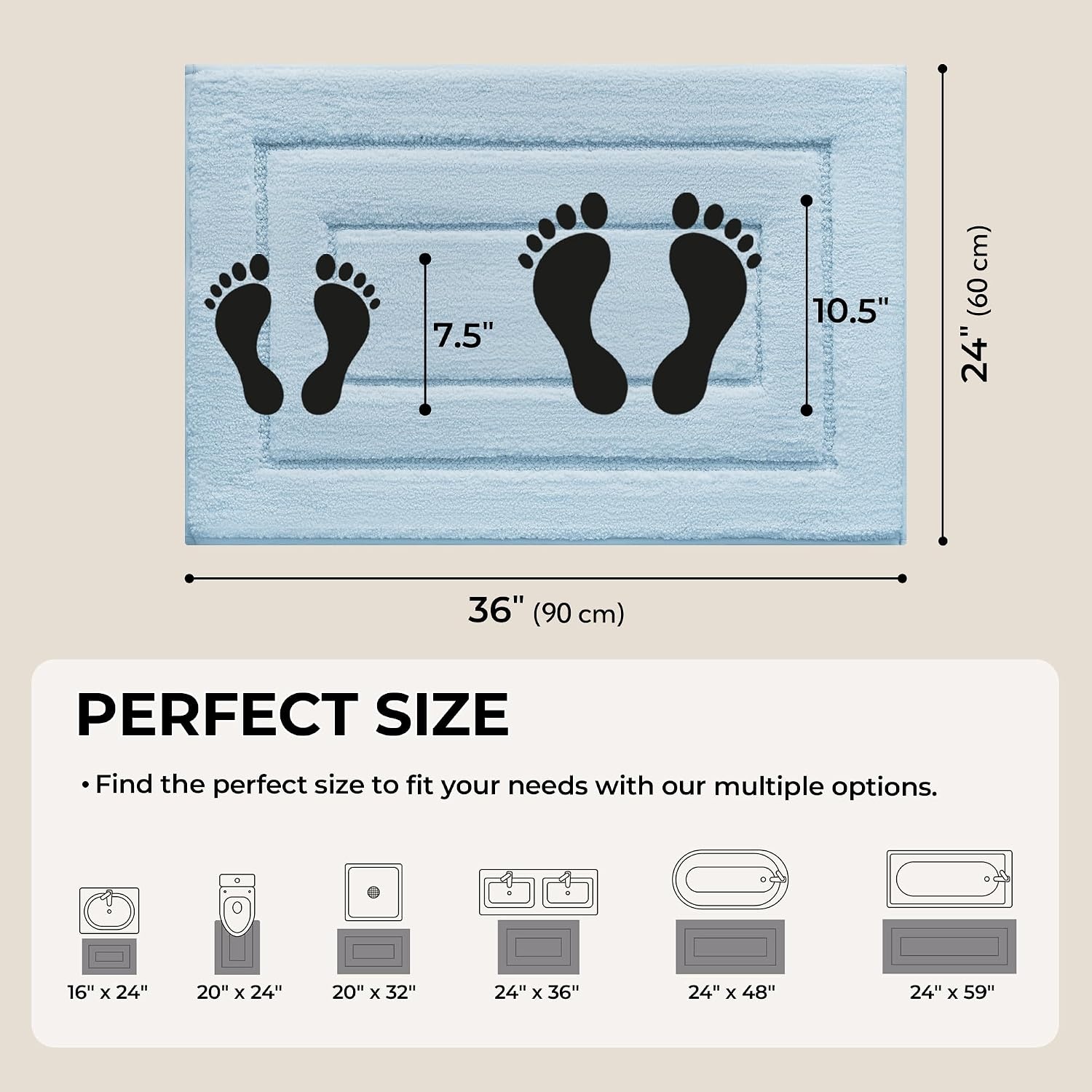 image:imageGRANNY SAYS Gray Bathroom Rugs Bath Mats for Bathroom NonSlip Super Soft and Water Absorbent Microfiber Bath Rugs Machine Wash Dry Bath Rugs for Floor Tub and Shower 16 x 24Baby Blue