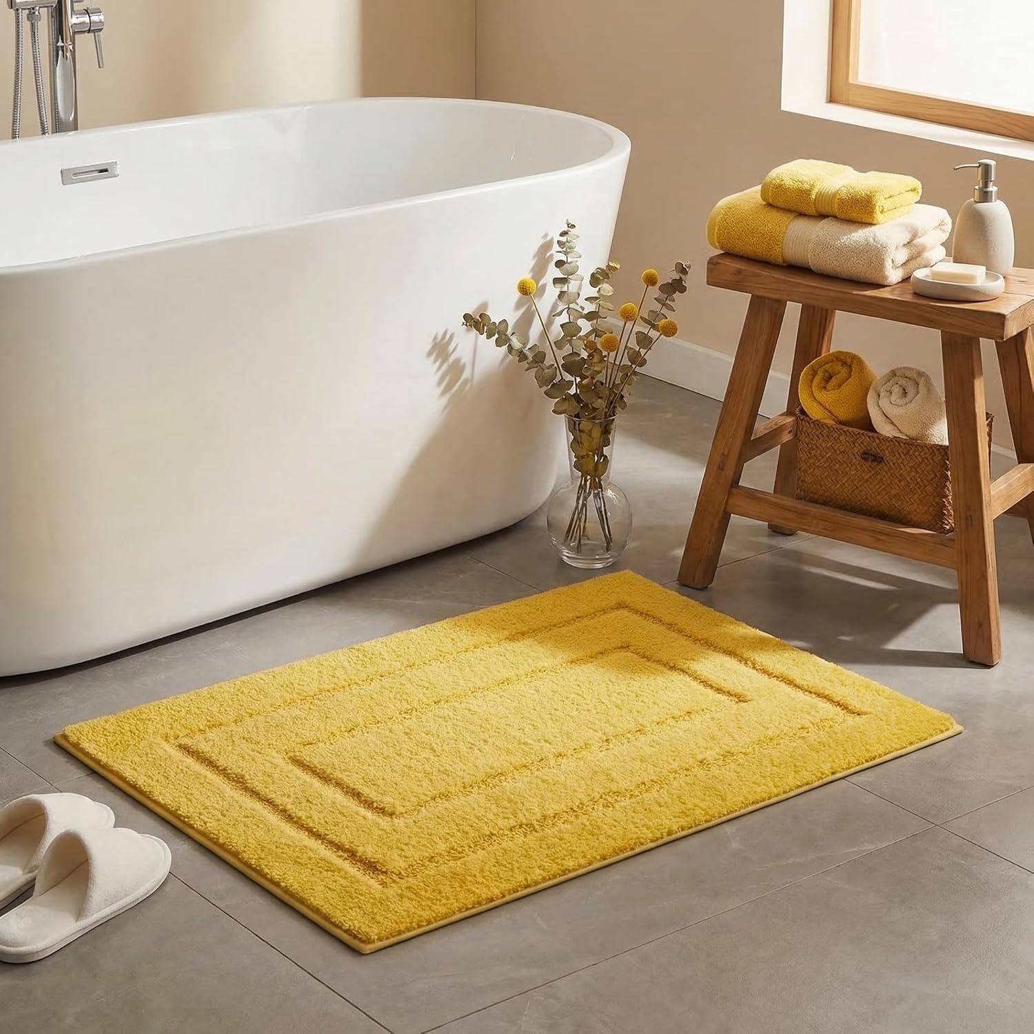 image:imageGRANNY SAYS Gray Bathroom Rugs Bath Mats for Bathroom NonSlip Super Soft and Water Absorbent Microfiber Bath Rugs Machine Wash Dry Bath Rugs for Floor Tub and Shower 16 x 24Yellow