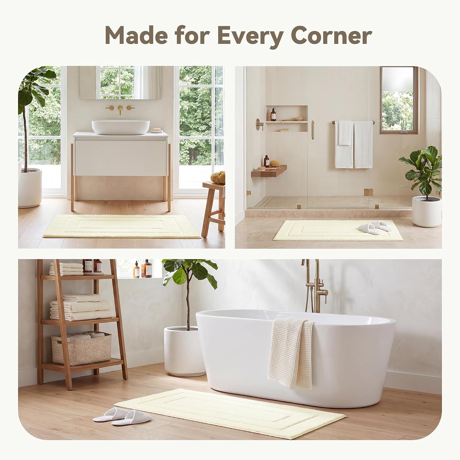 image:imageGRANNY SAYS Gray Bathroom Rugs Bath Mats for Bathroom NonSlip Super Soft and Water Absorbent Microfiber Bath Rugs Machine Wash Dry Bath Rugs for Floor Tub and Shower 16 x 24Cream White