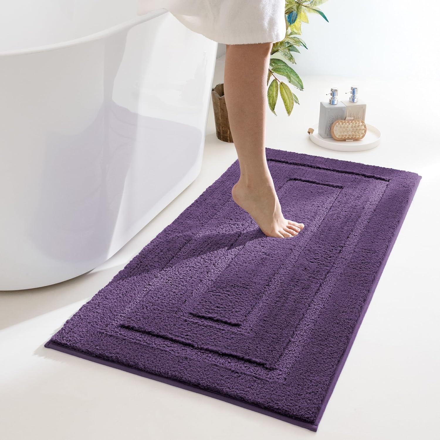 image:imageGRANNY SAYS Gray Bathroom Rugs Bath Mats for Bathroom NonSlip Super Soft and Water Absorbent Microfiber Bath Rugs Machine Wash Dry Bath Rugs for Floor Tub and Shower 16 x 24Purple