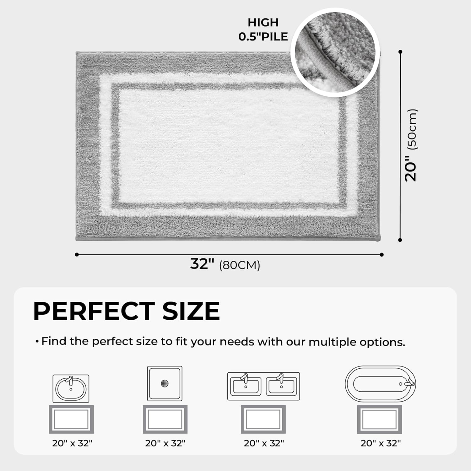image:imageGRANNY SAYS Gray Bathroom Rugs Bath Mats for Bathroom NonSlip Super Soft and Water Absorbent Microfiber Bath Rugs Machine Wash Dry Bath Rugs for Floor Tub and Shower 16 x 24Dgrey