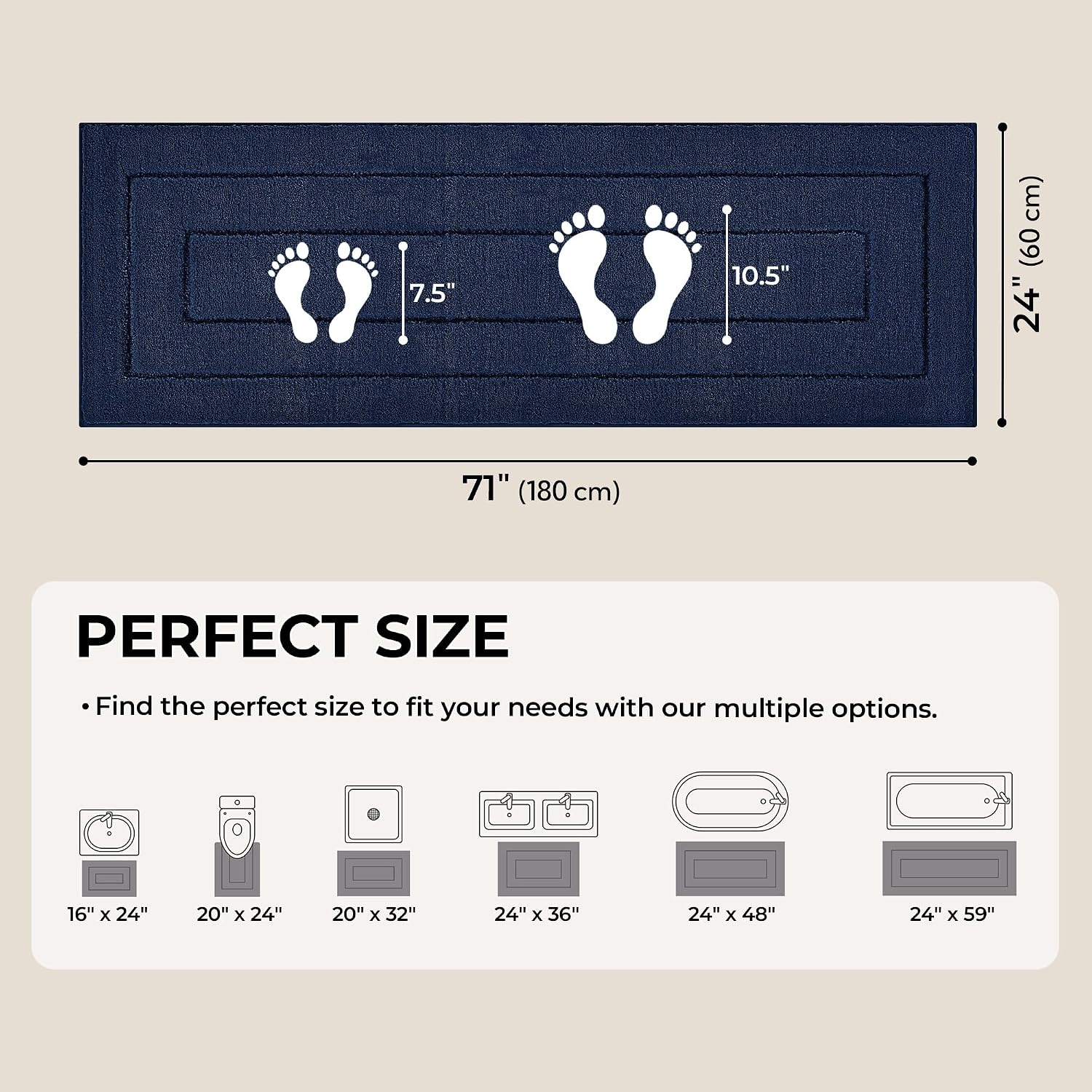 image:imageGRANNY SAYS Gray Bathroom Rugs Bath Mats for Bathroom NonSlip Super Soft and Water Absorbent Microfiber Bath Rugs Machine Wash Dry Bath Rugs for Floor Tub and Shower 16 x 24Deep Blue