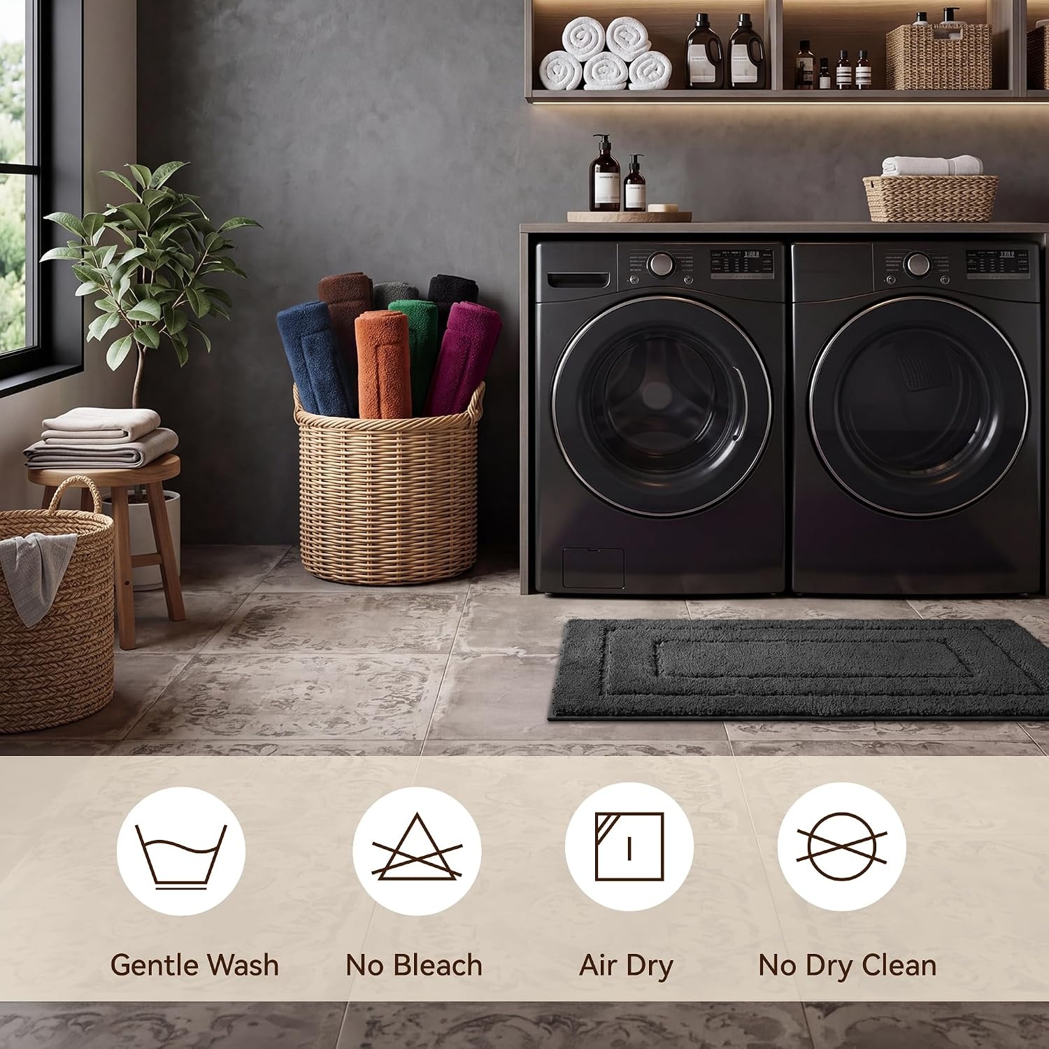 image:imageGRANNY SAYS Gray Bathroom Rugs Bath Mats for Bathroom NonSlip Super Soft and Water Absorbent Microfiber Bath Rugs Machine Wash Dry Bath Rugs for Floor Tub and Shower 16 x 24Charcoal Gray