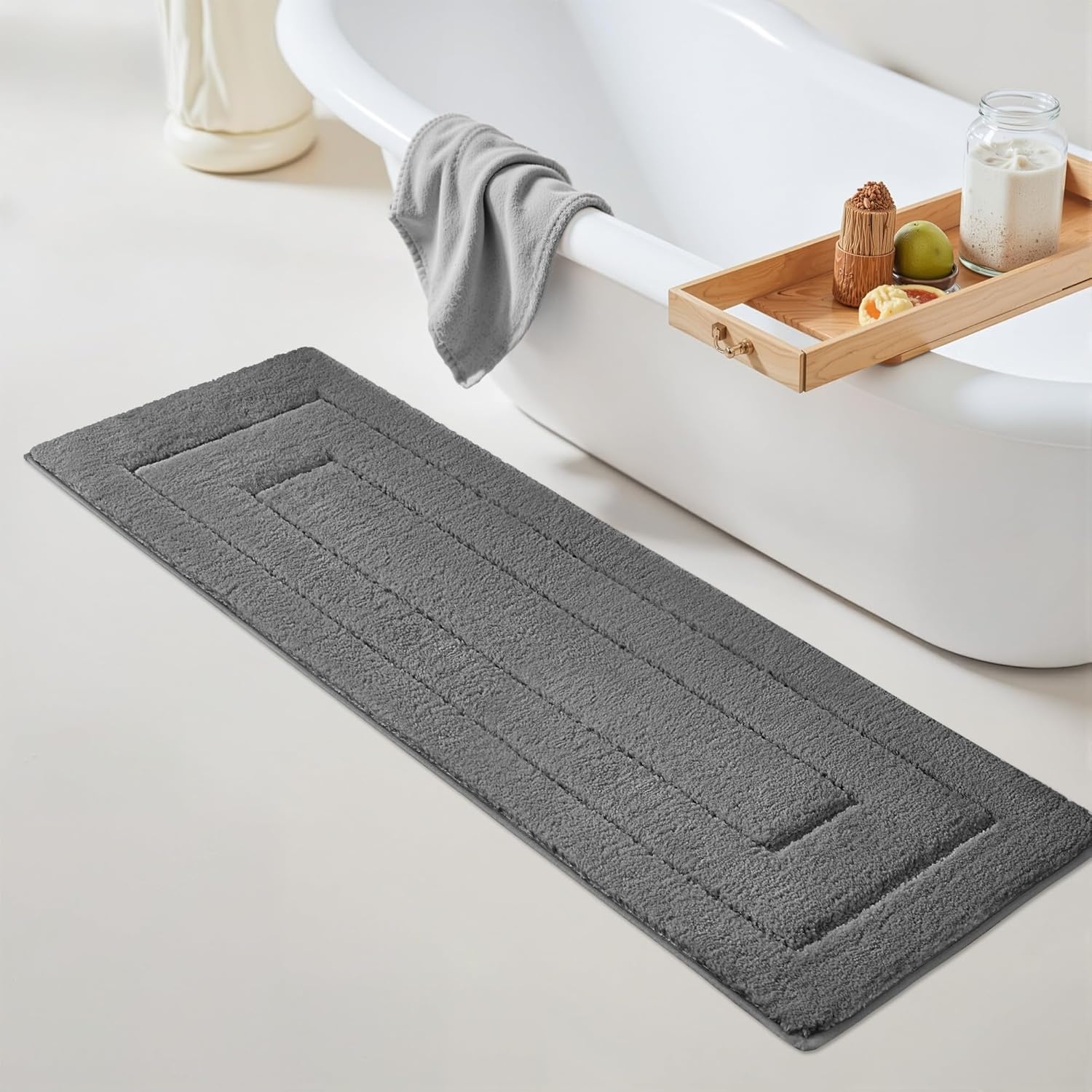 image:imageGRANNY SAYS Gray Bathroom Rugs Bath Mats for Bathroom NonSlip Super Soft and Water Absorbent Microfiber Bath Rugs Machine Wash Dry Bath Rugs for Floor Tub and Shower 16 x 24Deep Gray