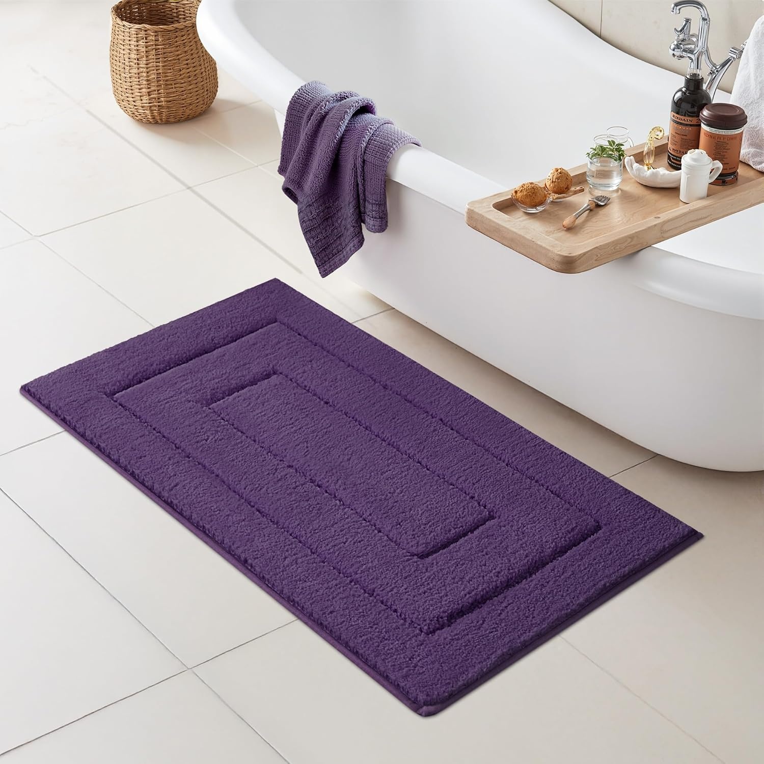 image:imageGRANNY SAYS Gray Bathroom Rugs Bath Mats for Bathroom NonSlip Super Soft and Water Absorbent Microfiber Bath Rugs Machine Wash Dry Bath Rugs for Floor Tub and Shower 16 x 24Purple
