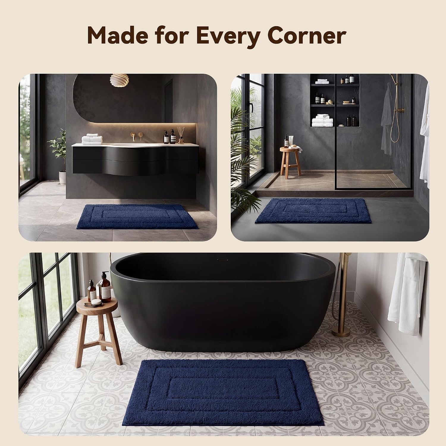 image:imageGRANNY SAYS Gray Bathroom Rugs Bath Mats for Bathroom NonSlip Super Soft and Water Absorbent Microfiber Bath Rugs Machine Wash Dry Bath Rugs for Floor Tub and Shower 16 x 24Deep Blue