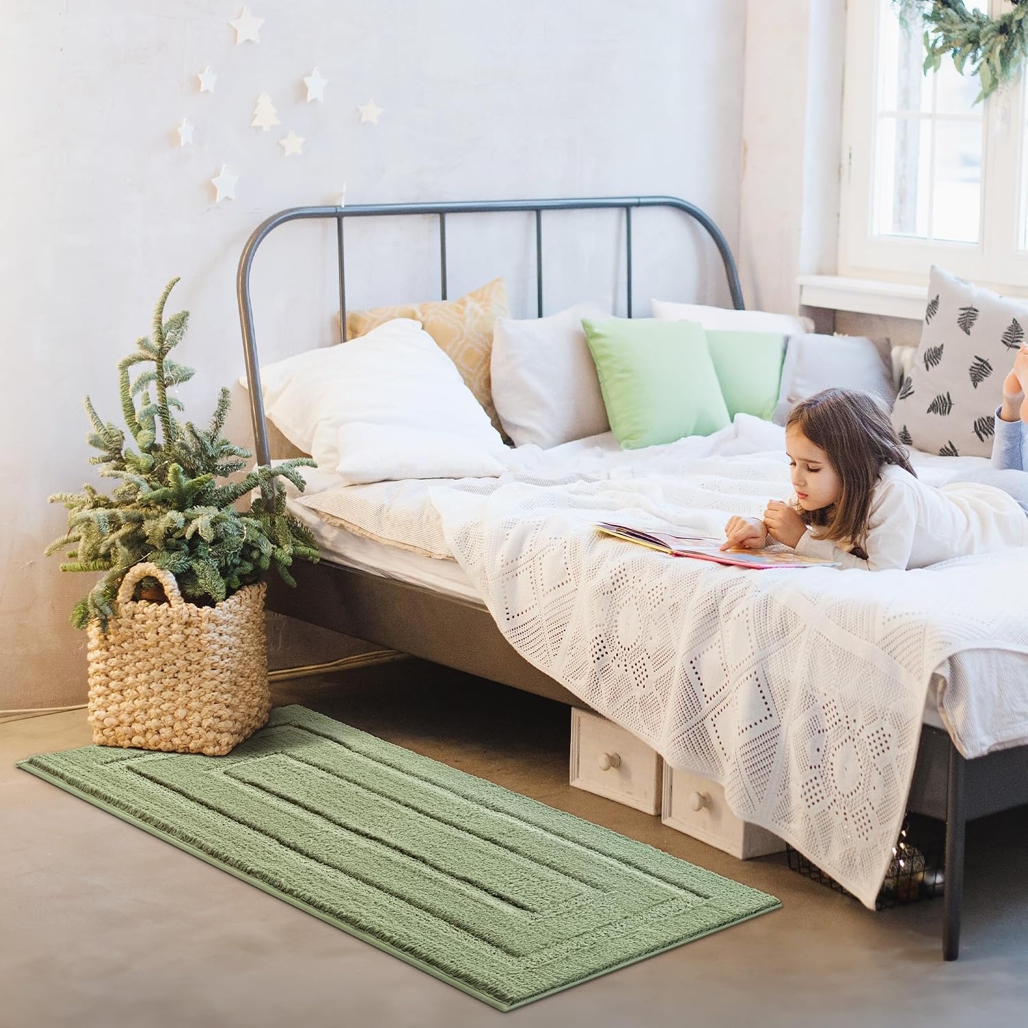 image:imageGRANNY SAYS Gray Bathroom Rugs Bath Mats for Bathroom NonSlip Super Soft and Water Absorbent Microfiber Bath Rugs Machine Wash Dry Bath Rugs for Floor Tub and Shower 16 x 24Green