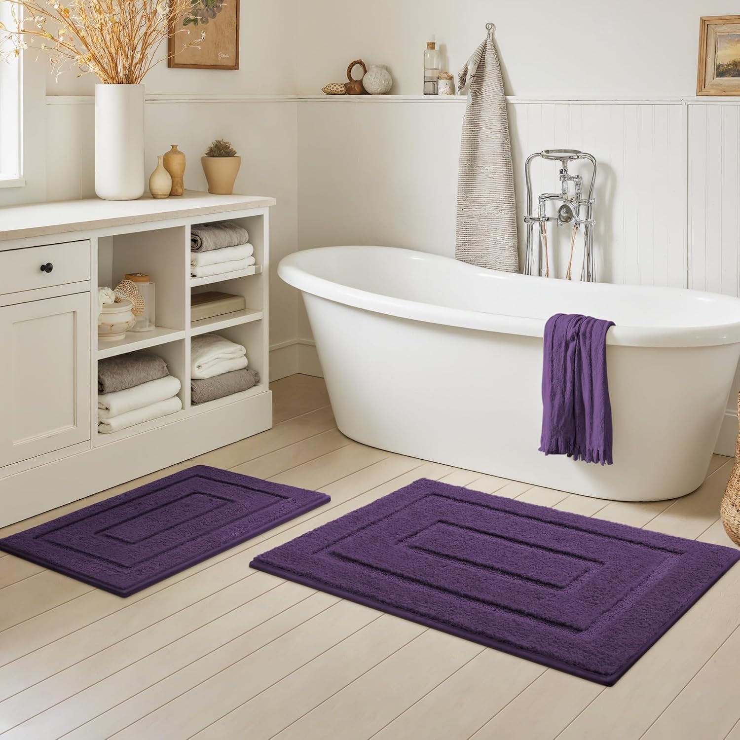 image:imageGRANNY SAYS Gray Bathroom Rugs Bath Mats for Bathroom NonSlip Super Soft and Water Absorbent Microfiber Bath Rugs Machine Wash Dry Bath Rugs for Floor Tub and Shower 16 x 24Purple