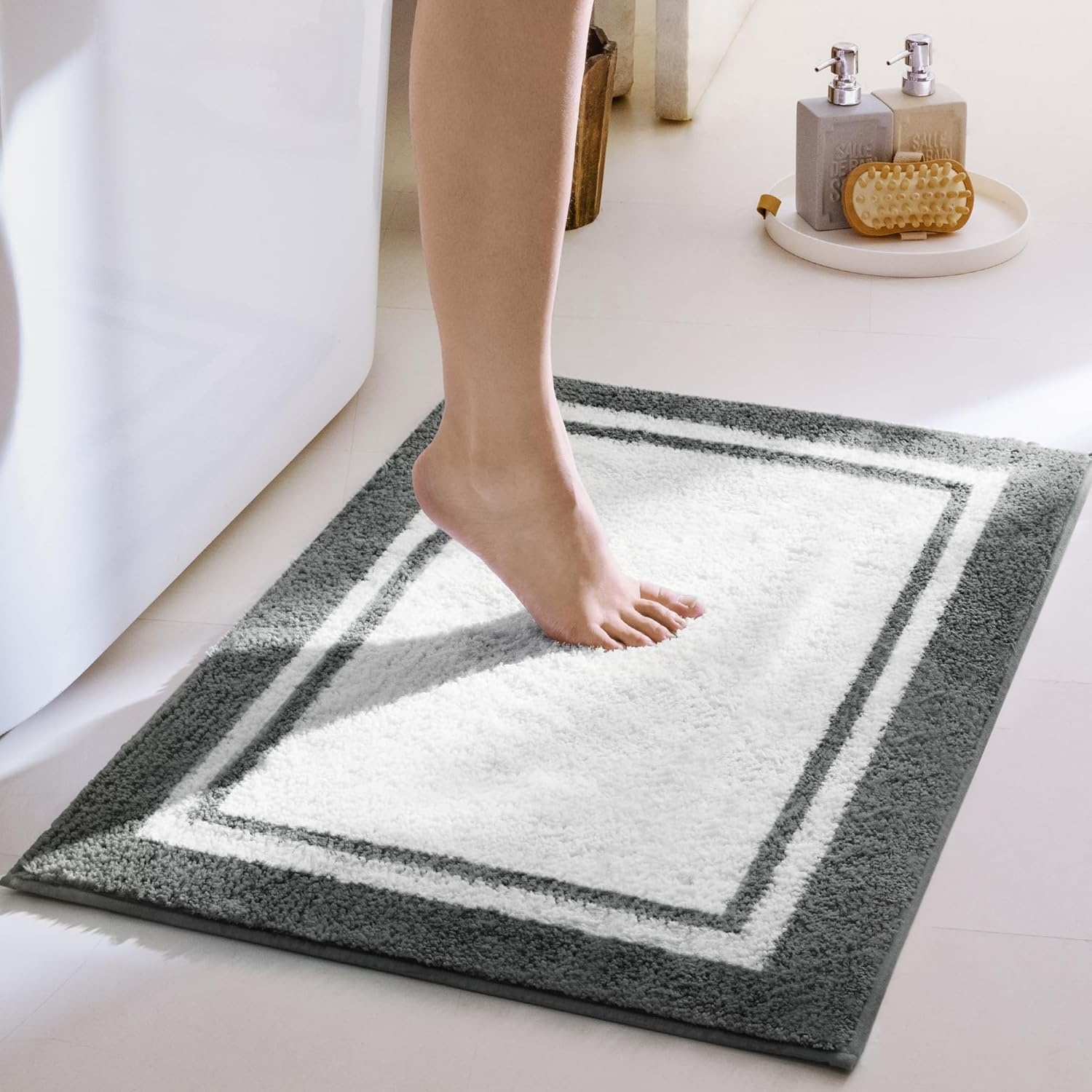 image:imageGRANNY SAYS Gray Bathroom Rugs Bath Mats for Bathroom NonSlip Super Soft and Water Absorbent Microfiber Bath Rugs Machine Wash Dry Bath Rugs for Floor Tub and Shower 16 x 24Ddeep Grey