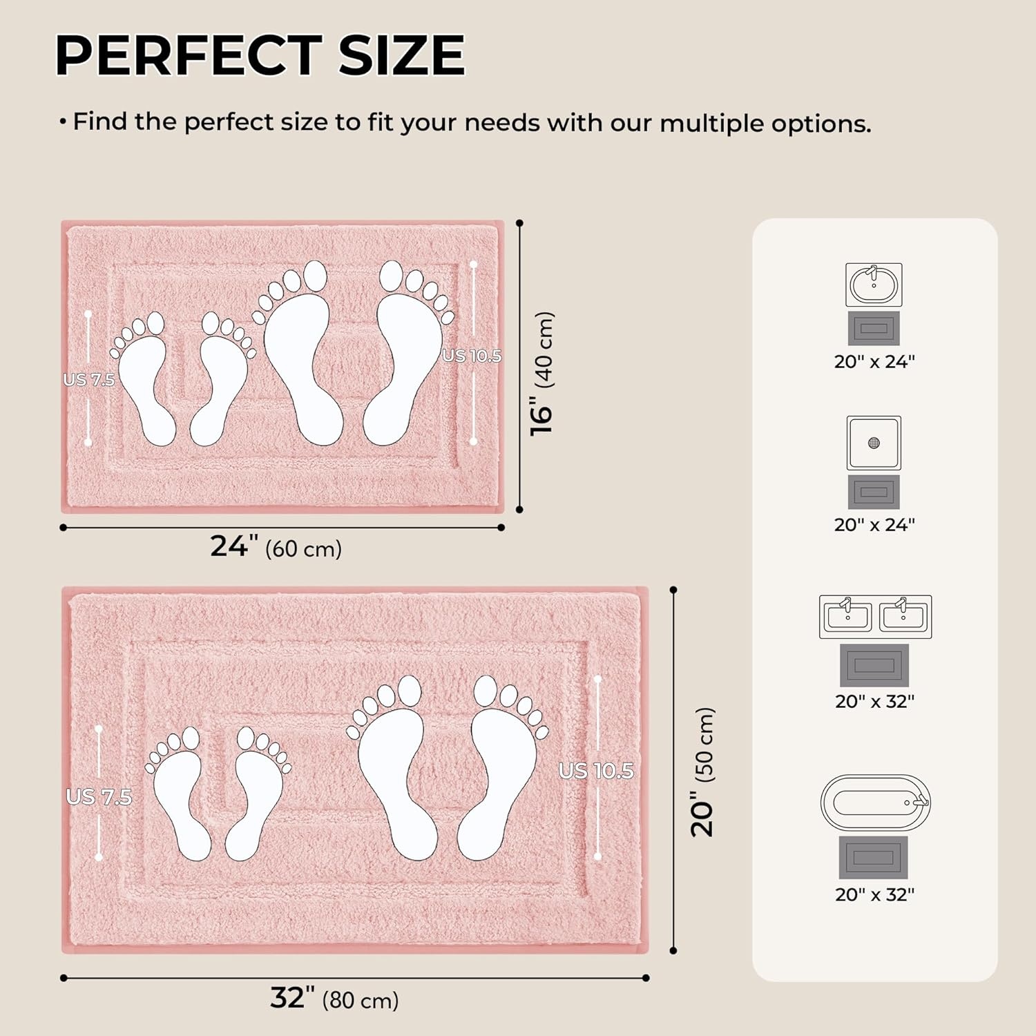 image:imageGRANNY SAYS Gray Bathroom Rugs Bath Mats for Bathroom NonSlip Super Soft and Water Absorbent Microfiber Bath Rugs Machine Wash Dry Bath Rugs for Floor Tub and Shower 16 x 24Pink