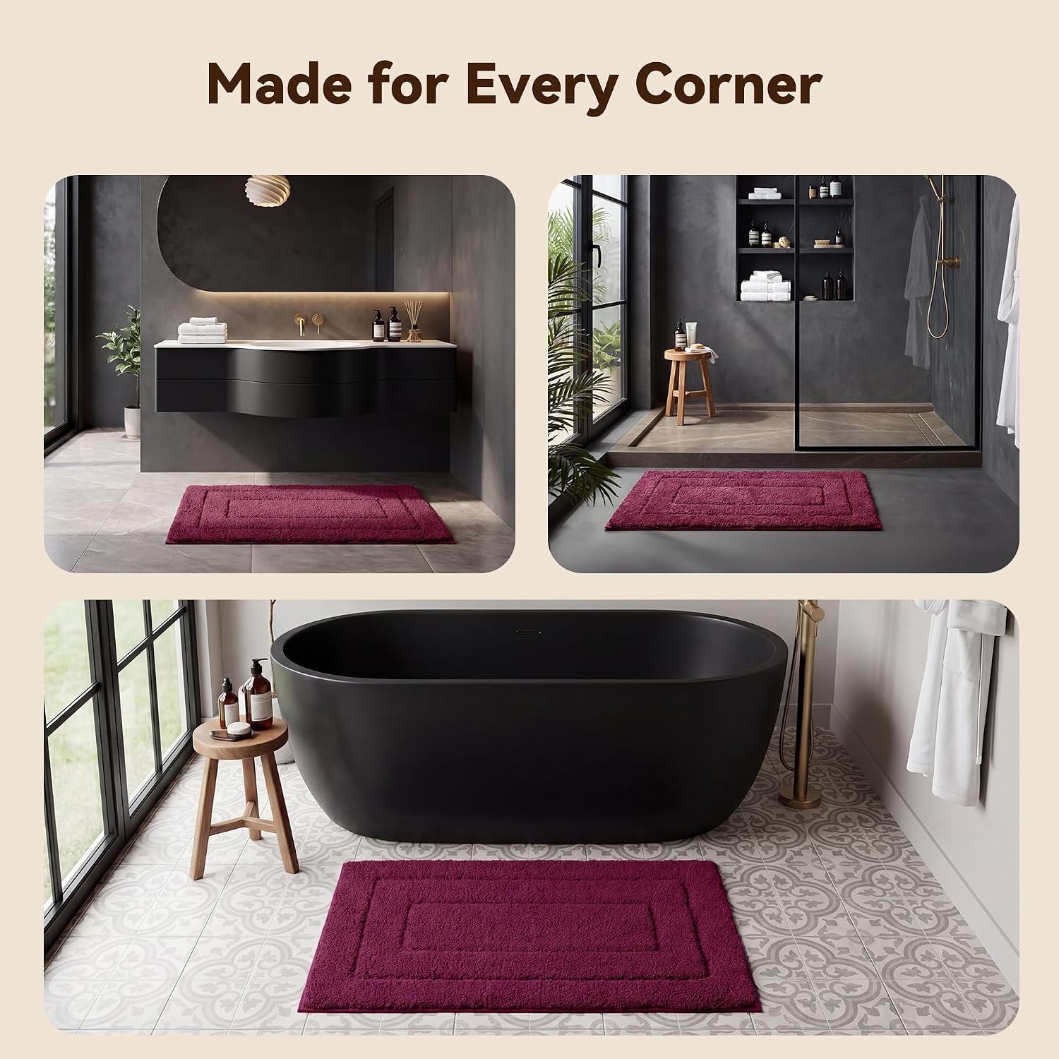 image:imageGRANNY SAYS Gray Bathroom Rugs Bath Mats for Bathroom NonSlip Super Soft and Water Absorbent Microfiber Bath Rugs Machine Wash Dry Bath Rugs for Floor Tub and Shower 16 x 24Strawberry Red