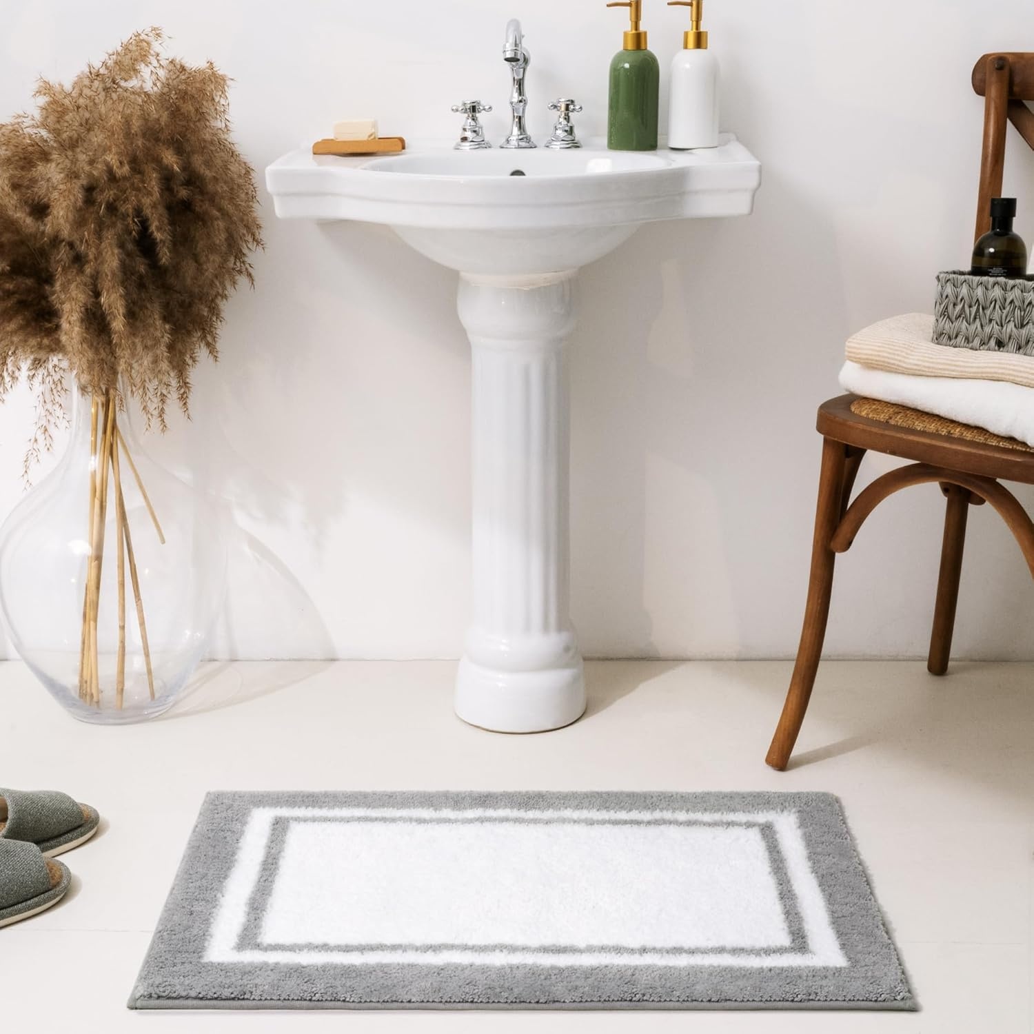 image:imageGRANNY SAYS Gray Bathroom Rugs Bath Mats for Bathroom NonSlip Super Soft and Water Absorbent Microfiber Bath Rugs Machine Wash Dry Bath Rugs for Floor Tub and Shower 16 x 24Dgrey