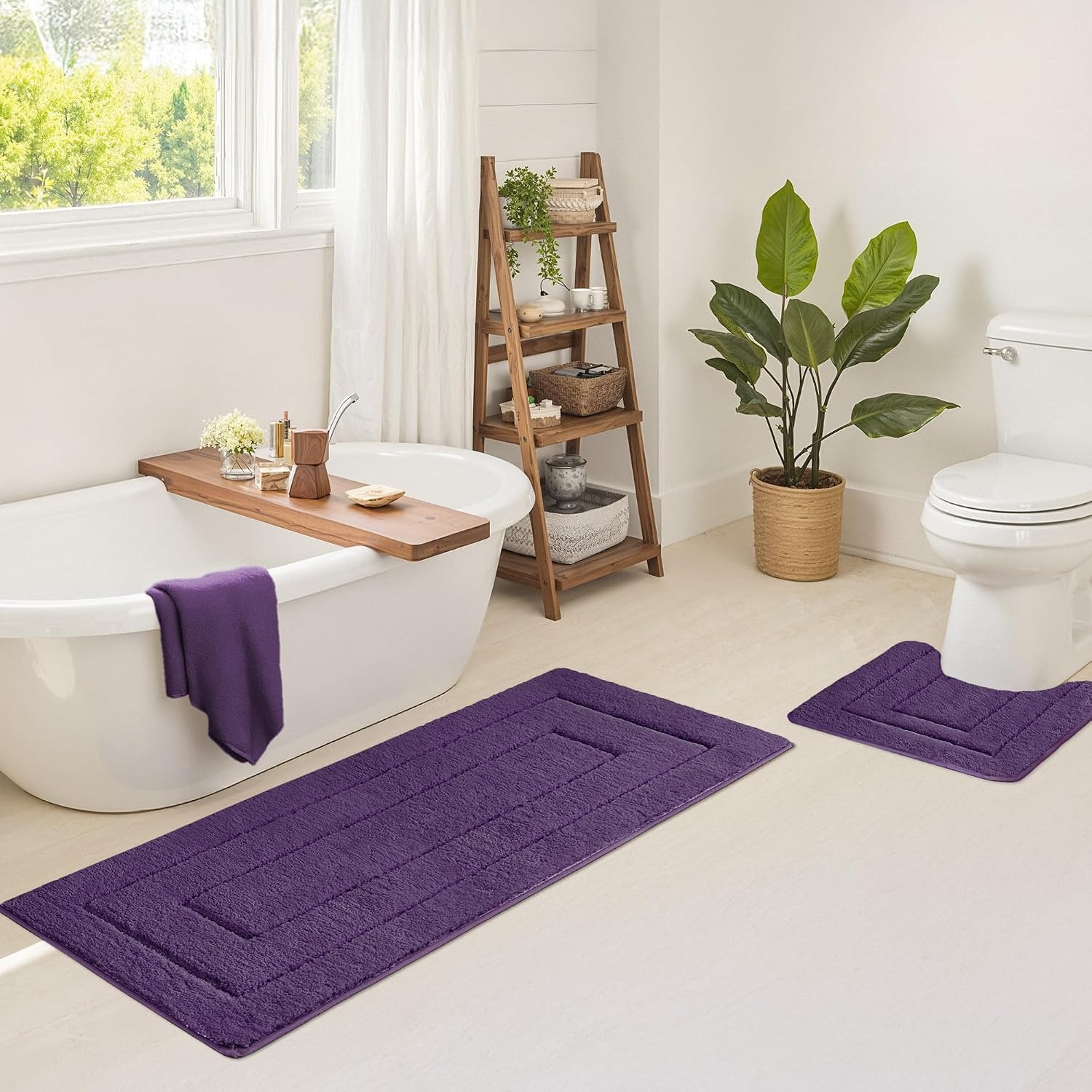 image:imageGRANNY SAYS Gray Bathroom Rugs Bath Mats for Bathroom NonSlip Super Soft and Water Absorbent Microfiber Bath Rugs Machine Wash Dry Bath Rugs for Floor Tub and Shower 16 x 24Purple