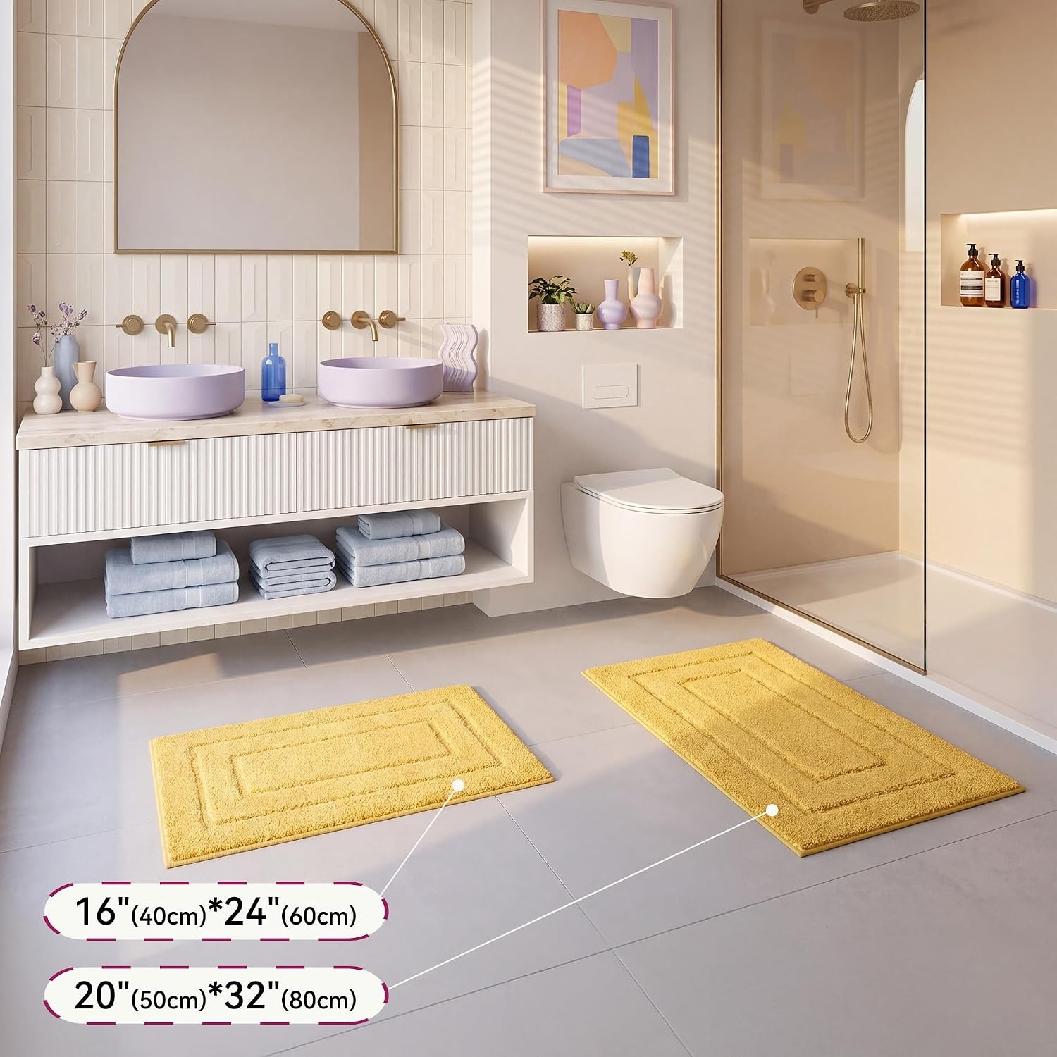 image:imageGRANNY SAYS Gray Bathroom Rugs Bath Mats for Bathroom NonSlip Super Soft and Water Absorbent Microfiber Bath Rugs Machine Wash Dry Bath Rugs for Floor Tub and Shower 16 x 24Yellow