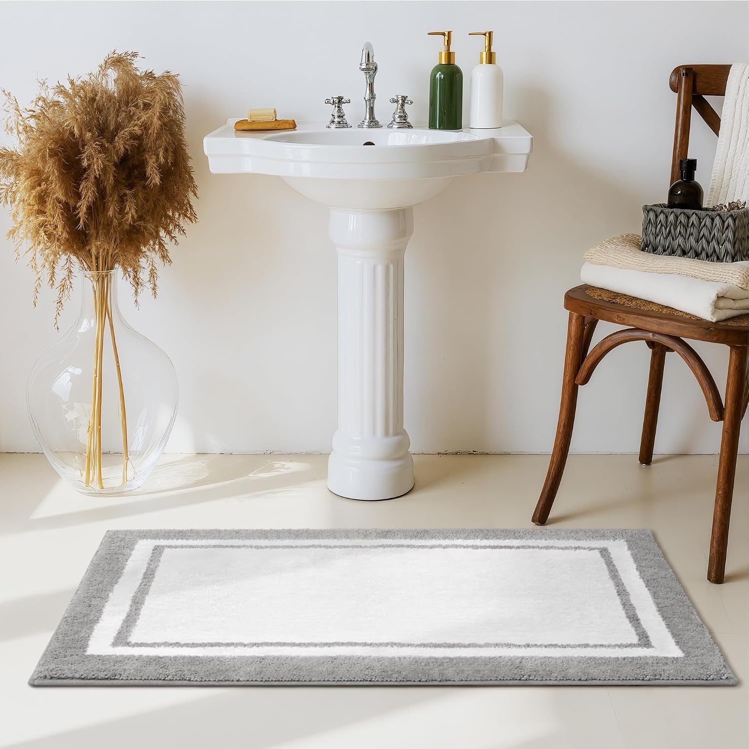 image:imageGRANNY SAYS Gray Bathroom Rugs Bath Mats for Bathroom NonSlip Super Soft and Water Absorbent Microfiber Bath Rugs Machine Wash Dry Bath Rugs for Floor Tub and Shower 16 x 24Dgrey