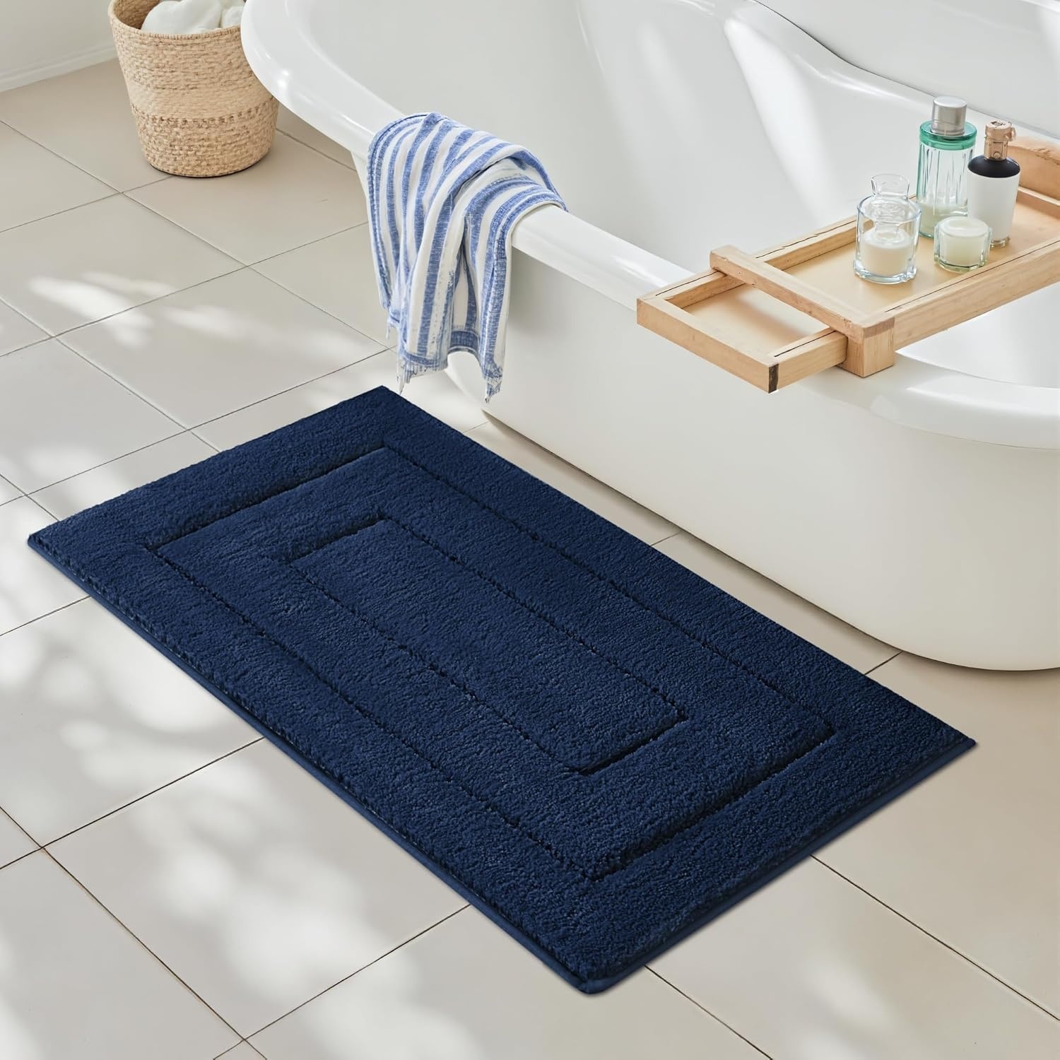 image:imageGRANNY SAYS Gray Bathroom Rugs Bath Mats for Bathroom NonSlip Super Soft and Water Absorbent Microfiber Bath Rugs Machine Wash Dry Bath Rugs for Floor Tub and Shower 16 x 24Deep Blue