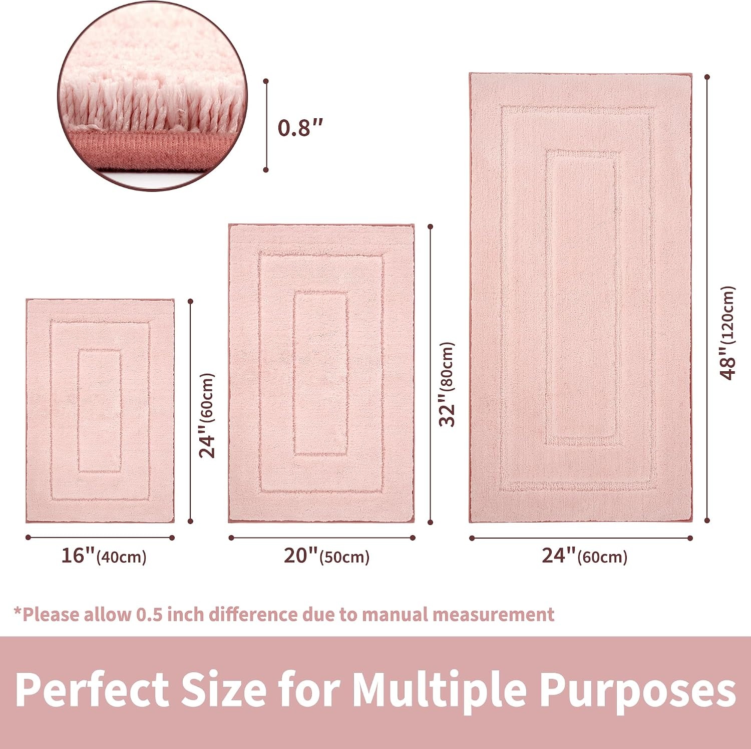 image:imageGRANNY SAYS Gray Bathroom Rugs Bath Mats for Bathroom NonSlip Super Soft and Water Absorbent Microfiber Bath Rugs Machine Wash Dry Bath Rugs for Floor Tub and Shower 16 x 24Pink