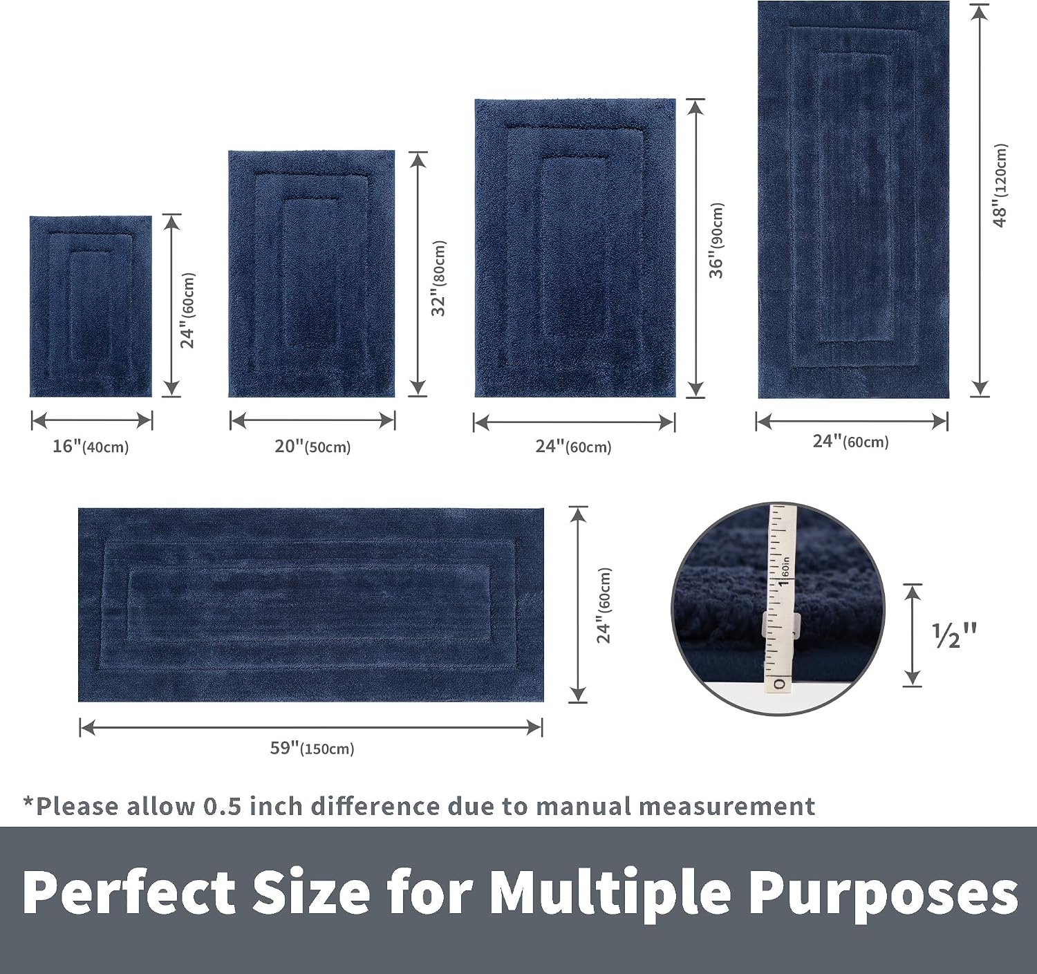 image:imageGRANNY SAYS Gray Bathroom Rugs Bath Mats for Bathroom NonSlip Super Soft and Water Absorbent Microfiber Bath Rugs Machine Wash Dry Bath Rugs for Floor Tub and Shower 16 x 24Deep Blue