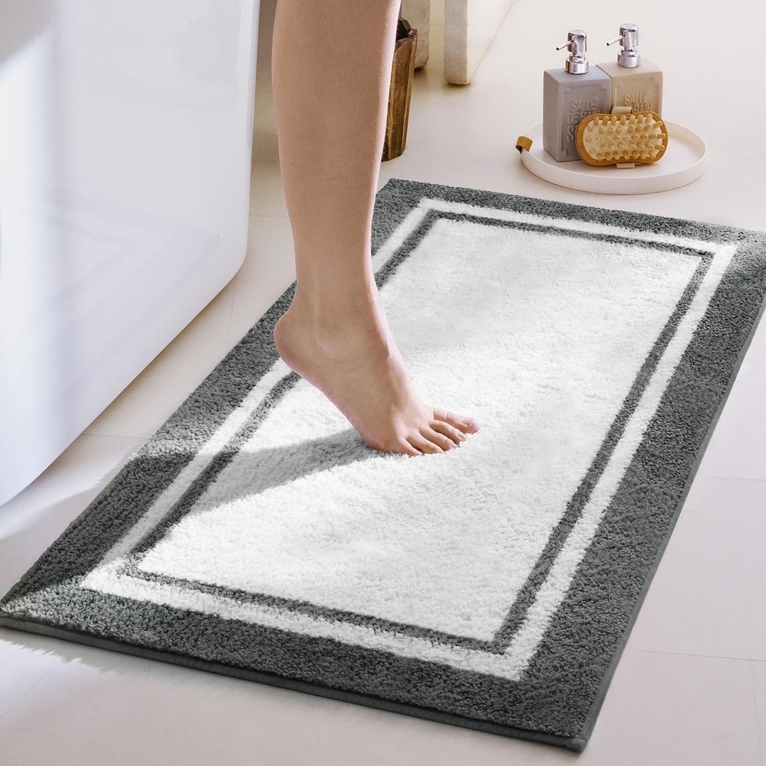image:imageGRANNY SAYS Gray Bathroom Rugs Bath Mats for Bathroom NonSlip Super Soft and Water Absorbent Microfiber Bath Rugs Machine Wash Dry Bath Rugs for Floor Tub and Shower 16 x 24Ddeep Grey
