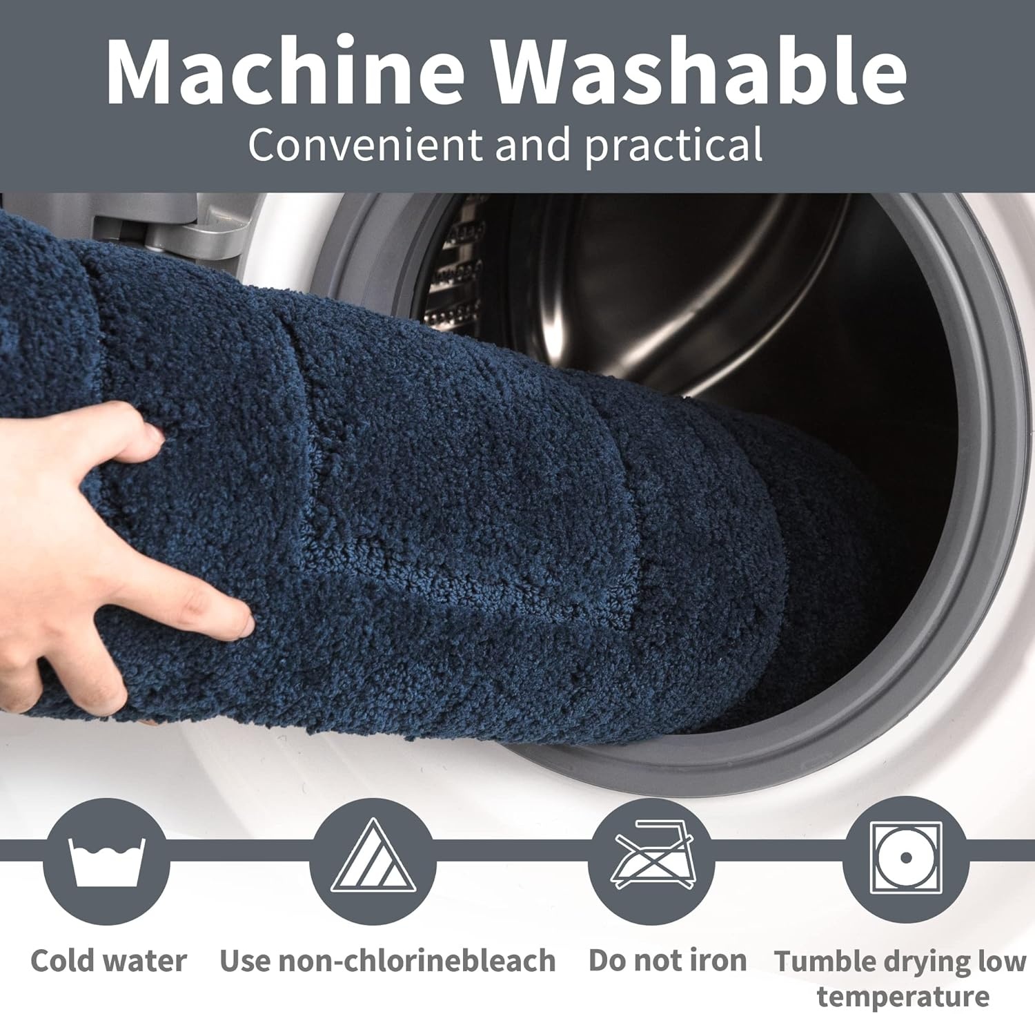 image:imageGRANNY SAYS Gray Bathroom Rugs Bath Mats for Bathroom NonSlip Super Soft and Water Absorbent Microfiber Bath Rugs Machine Wash Dry Bath Rugs for Floor Tub and Shower 16 x 24Deep Blue