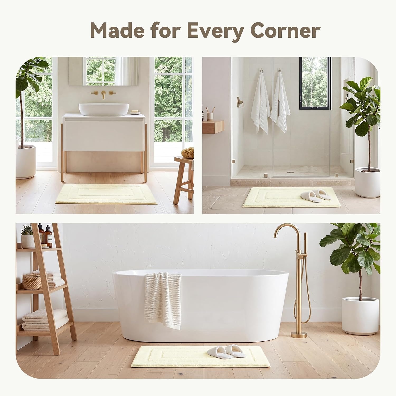 image:imageGRANNY SAYS Gray Bathroom Rugs Bath Mats for Bathroom NonSlip Super Soft and Water Absorbent Microfiber Bath Rugs Machine Wash Dry Bath Rugs for Floor Tub and Shower 16 x 24Cream White