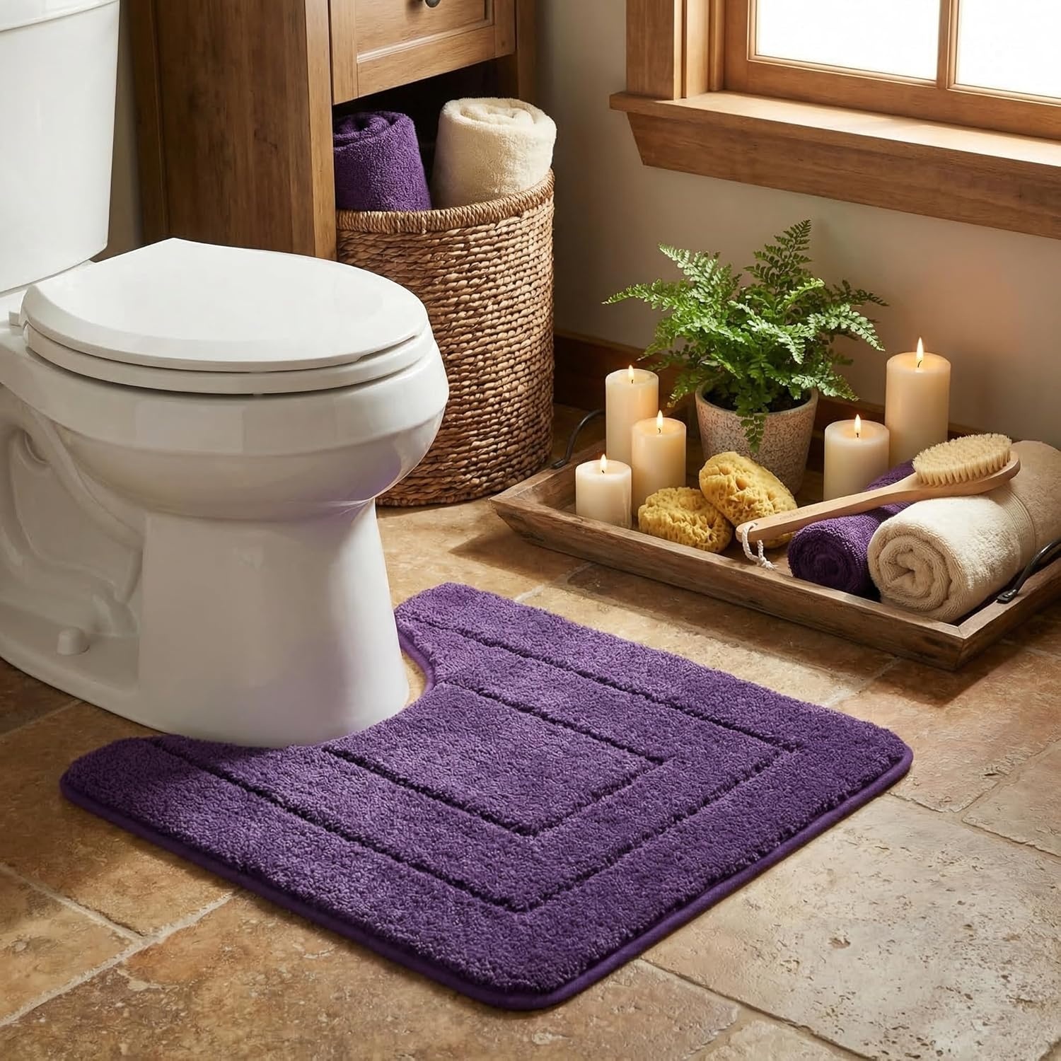 image:imageGRANNY SAYS Gray Bathroom Rugs Bath Mats for Bathroom NonSlip Super Soft and Water Absorbent Microfiber Bath Rugs Machine Wash Dry Bath Rugs for Floor Tub and Shower 16 x 24Purple